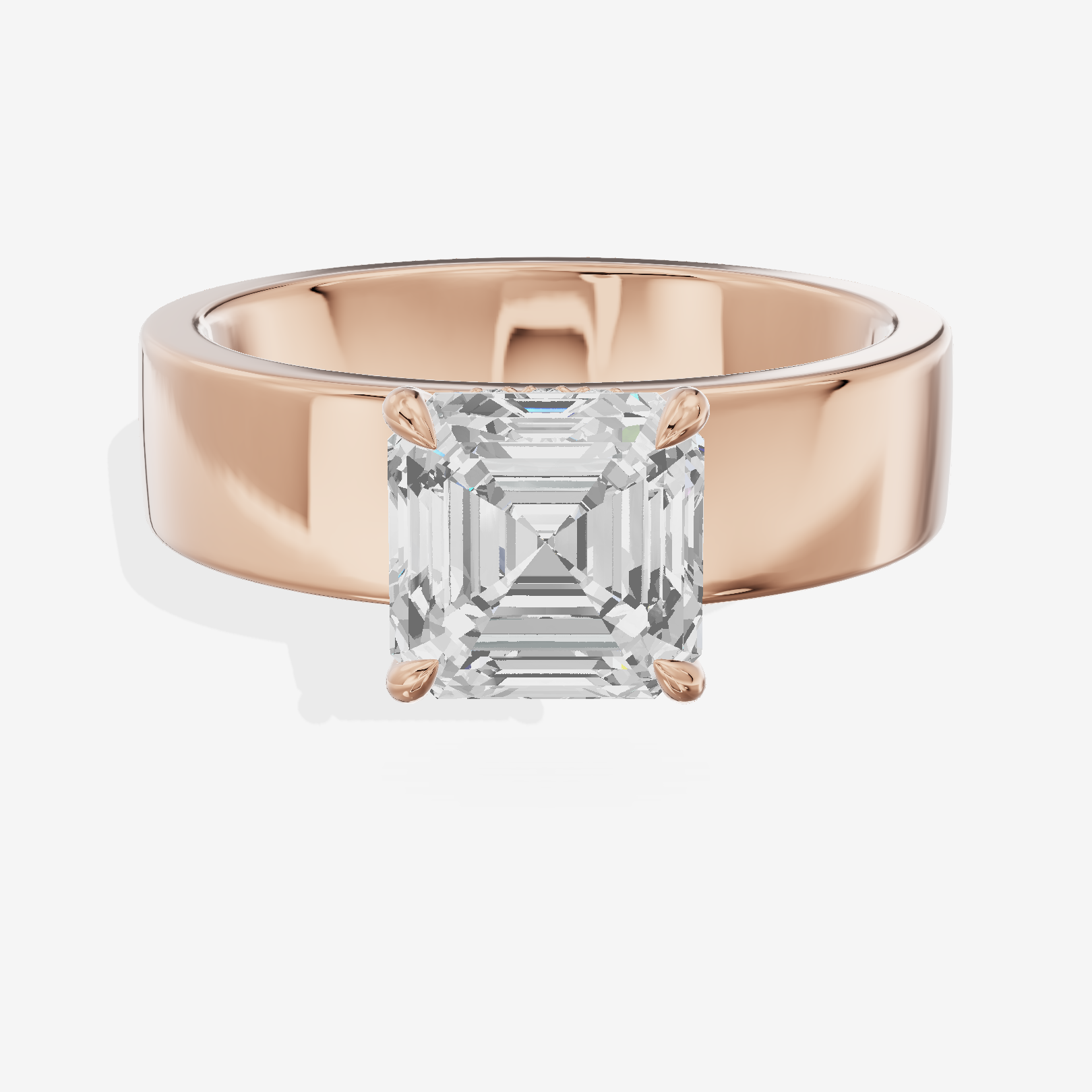 Trellise Asscher Engagement Ring with Side Stones (1/20 ct. tw.) in 18K Rose Gold
