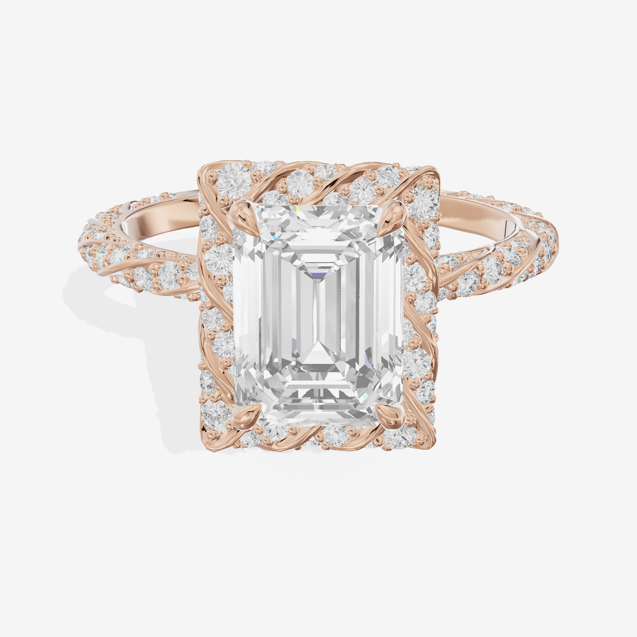 Clusta Hidden Halo Emerald Engagement Ring (1/2 ct. tw.) in 18K Rose Gold