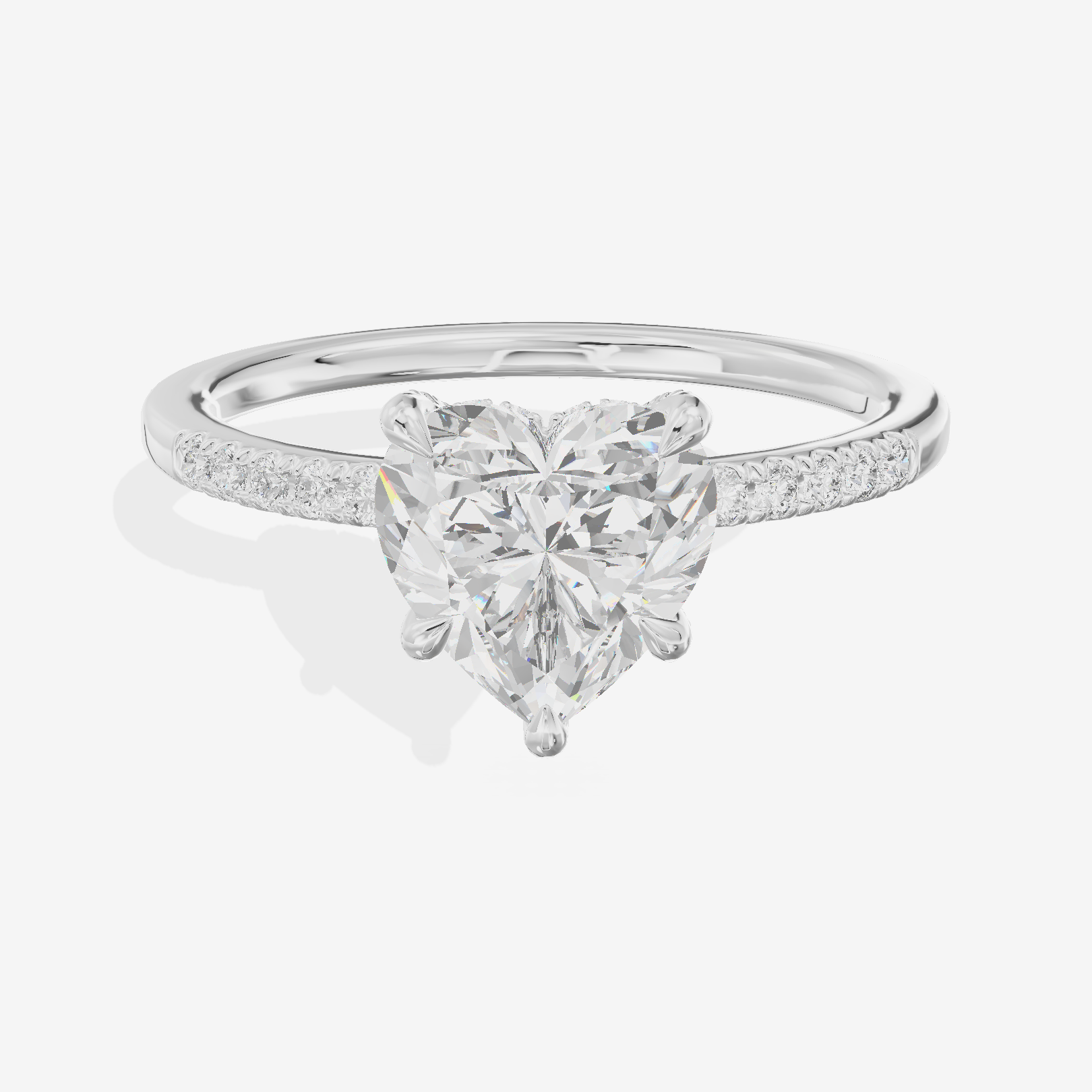 Tender Whisper Heart Engagement Ring with Side Stones (1/6 ct. tw.) in 18K White Gold