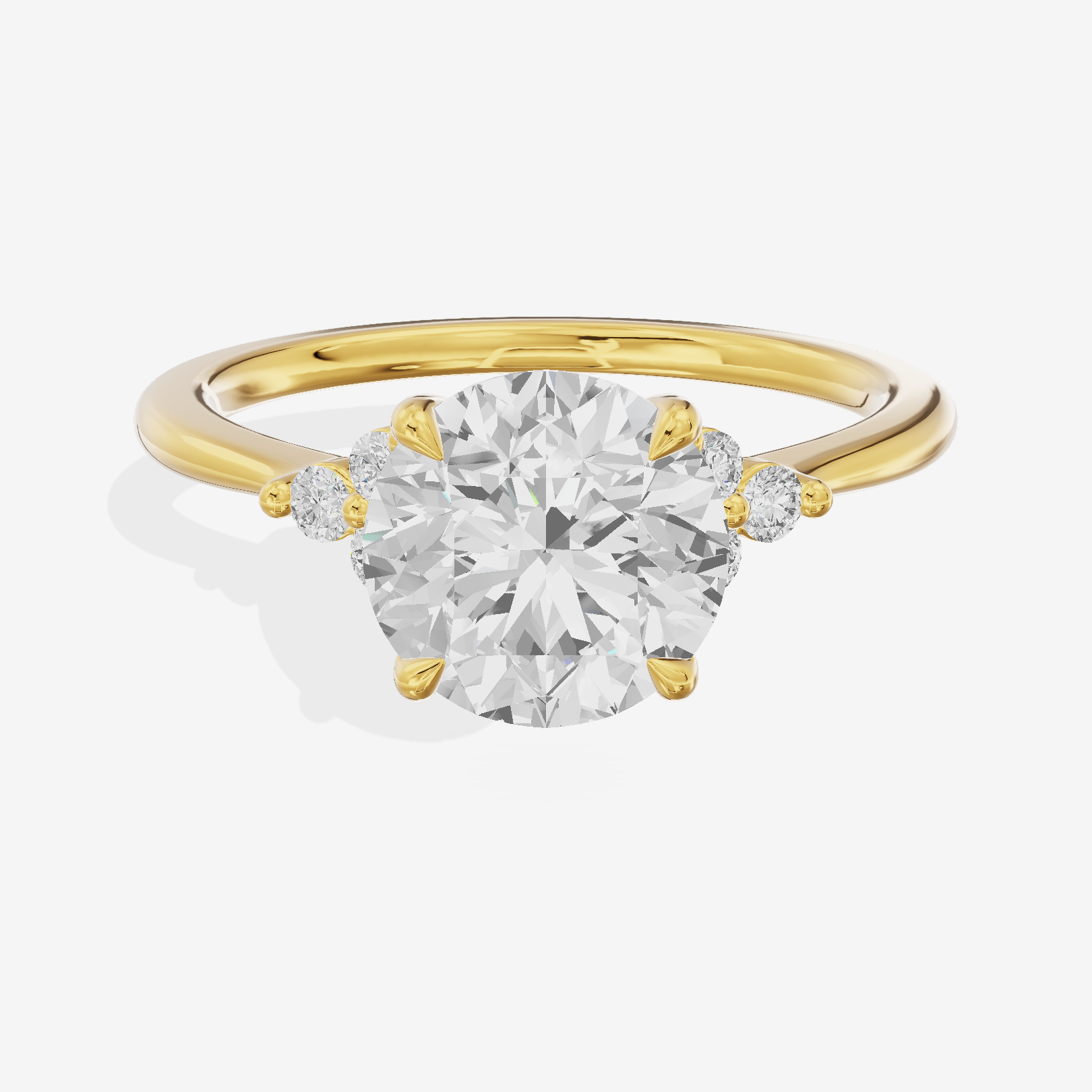 Petite Whisper Round Engagement Ring with Side Stones (1/10 ct. tw.) in 14K Yellow Gold