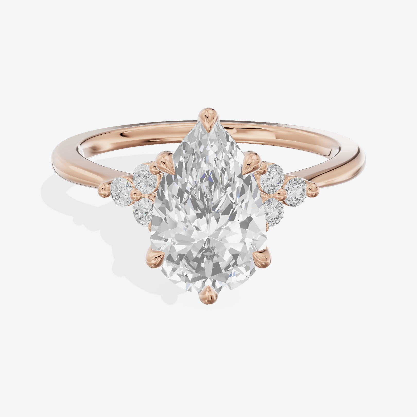Modern Heartline Pear Engagement Ring with Side Stones (1/2 ct. tw.) in 18K Rose Gold