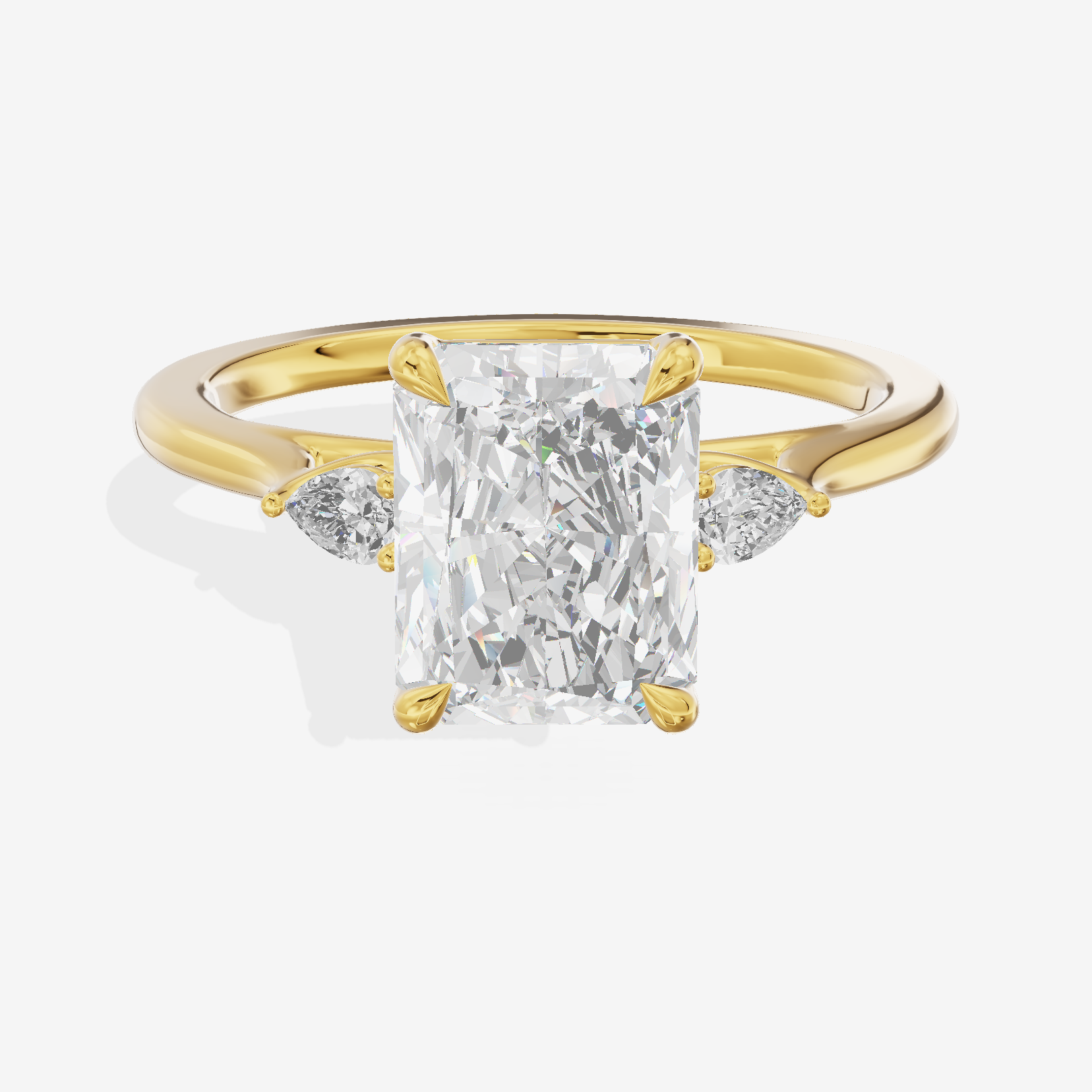 Royal Sincere Three Stone Radiant Engagement Ring (2/3 ct. tw.) in 18K Yellow Gold