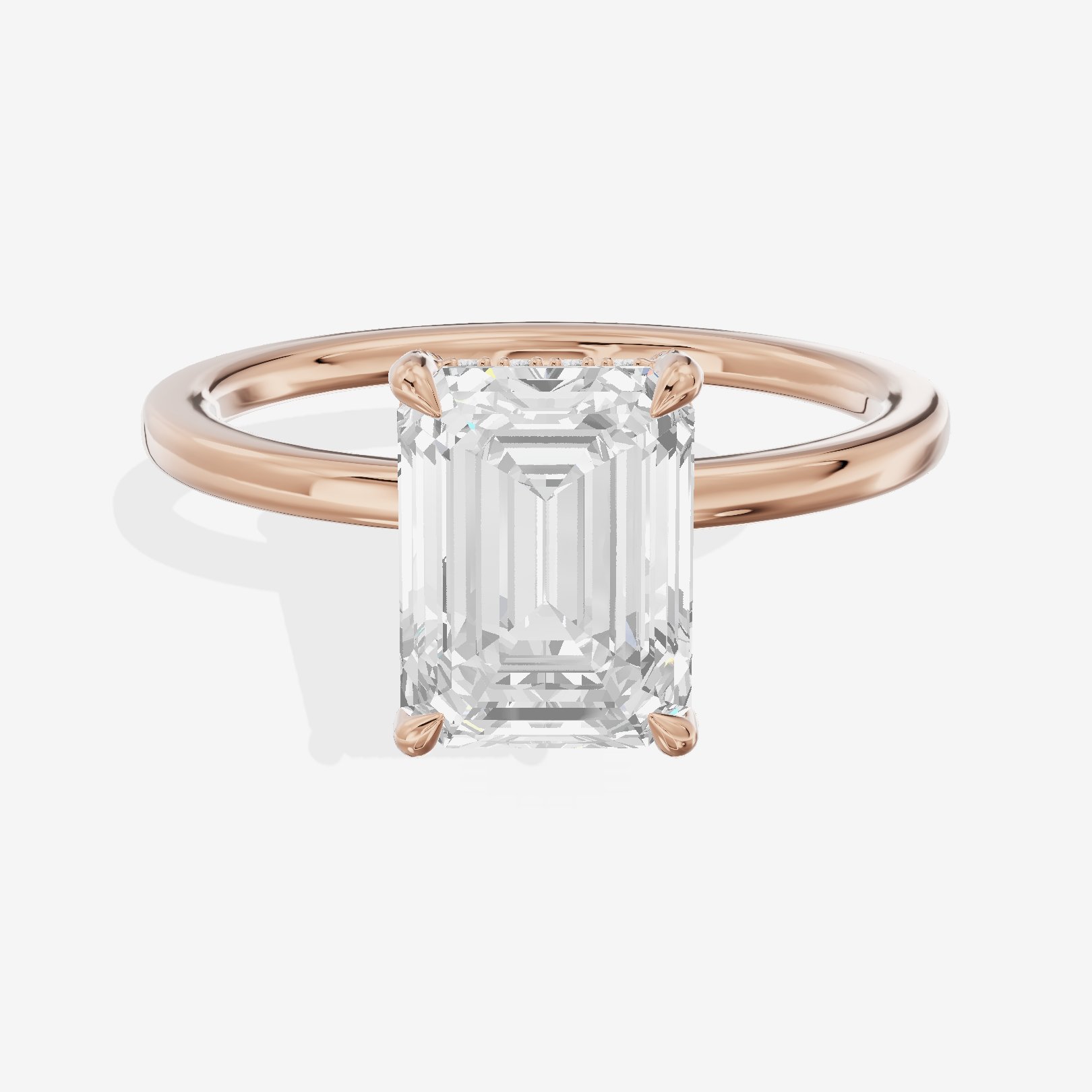 Lustrous Linger Emerald Engagement Ring with Side Stones (1/10 ct. tw.) in 14K Rose Gold