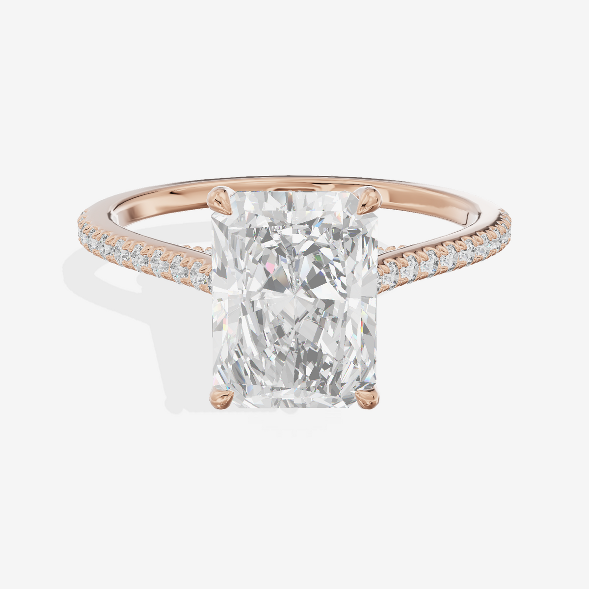 Luxe Aimora Radiant Engagement Ring with Side Stones (1/4 ct. tw.) in 18K Rose Gold