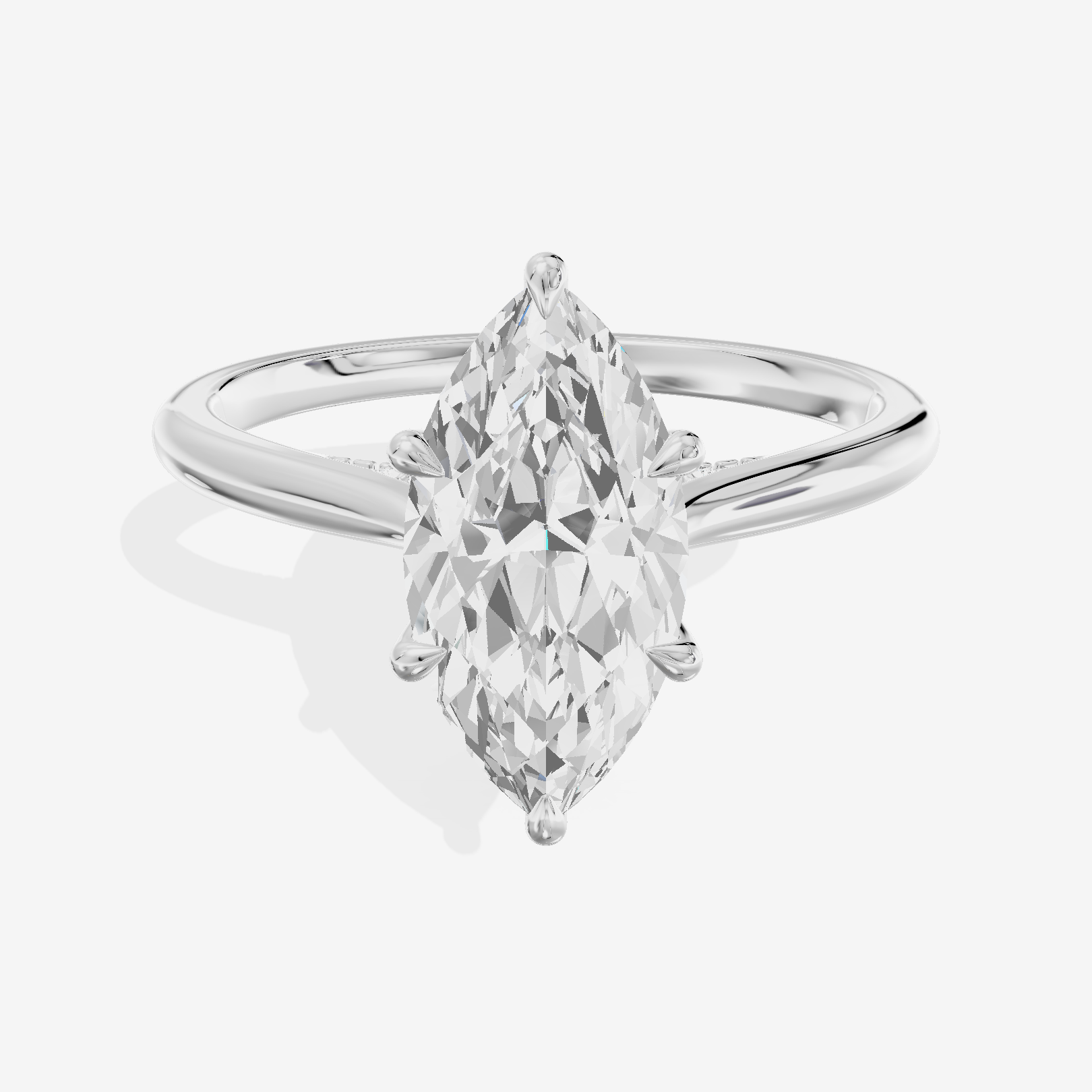Grand Linger Marquise Engagement Ring with Side Stones (1/10 ct. tw.) in 18K White Gold