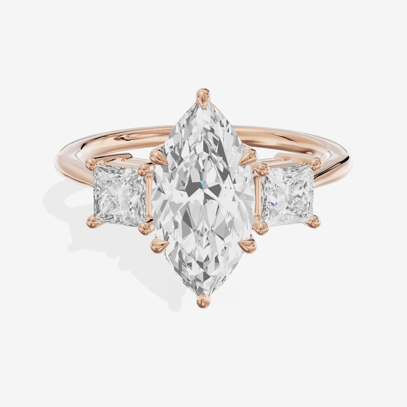 Royal Coeurine Three Stone Marquise Engagement Ring (1/2 ct. tw.) in 14K Rose Gold
