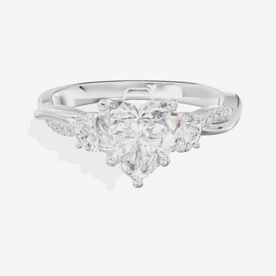 Petite Promezza Three Stone Heart Engagement Ring (2/5 ct. tw.) in 14K White Gold
