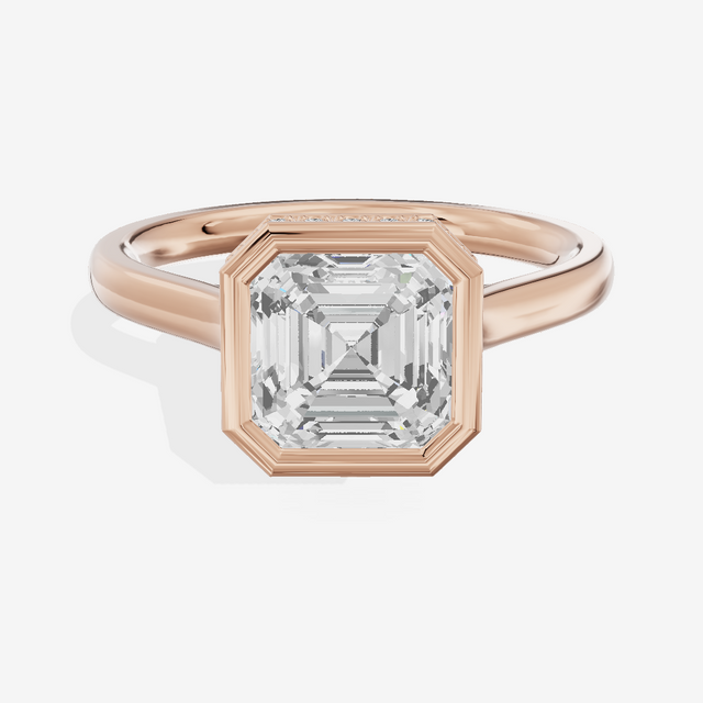 Sincere Hidden Halo Asscher Engagement Ring (1/6 ct. tw.) in 14K Rose Gold