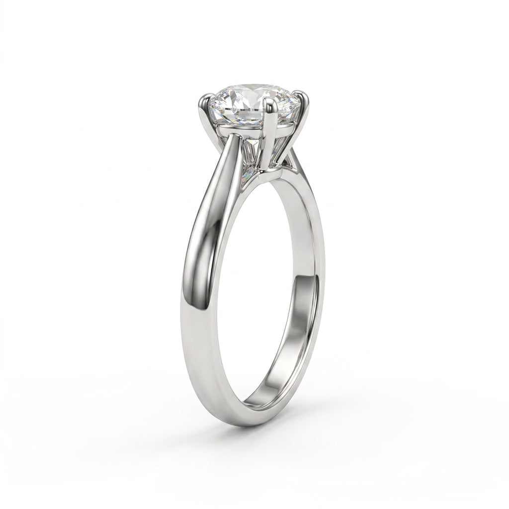 Cathedral Solitaire Round Engagement Ring (2.07 ct.) in Platinum