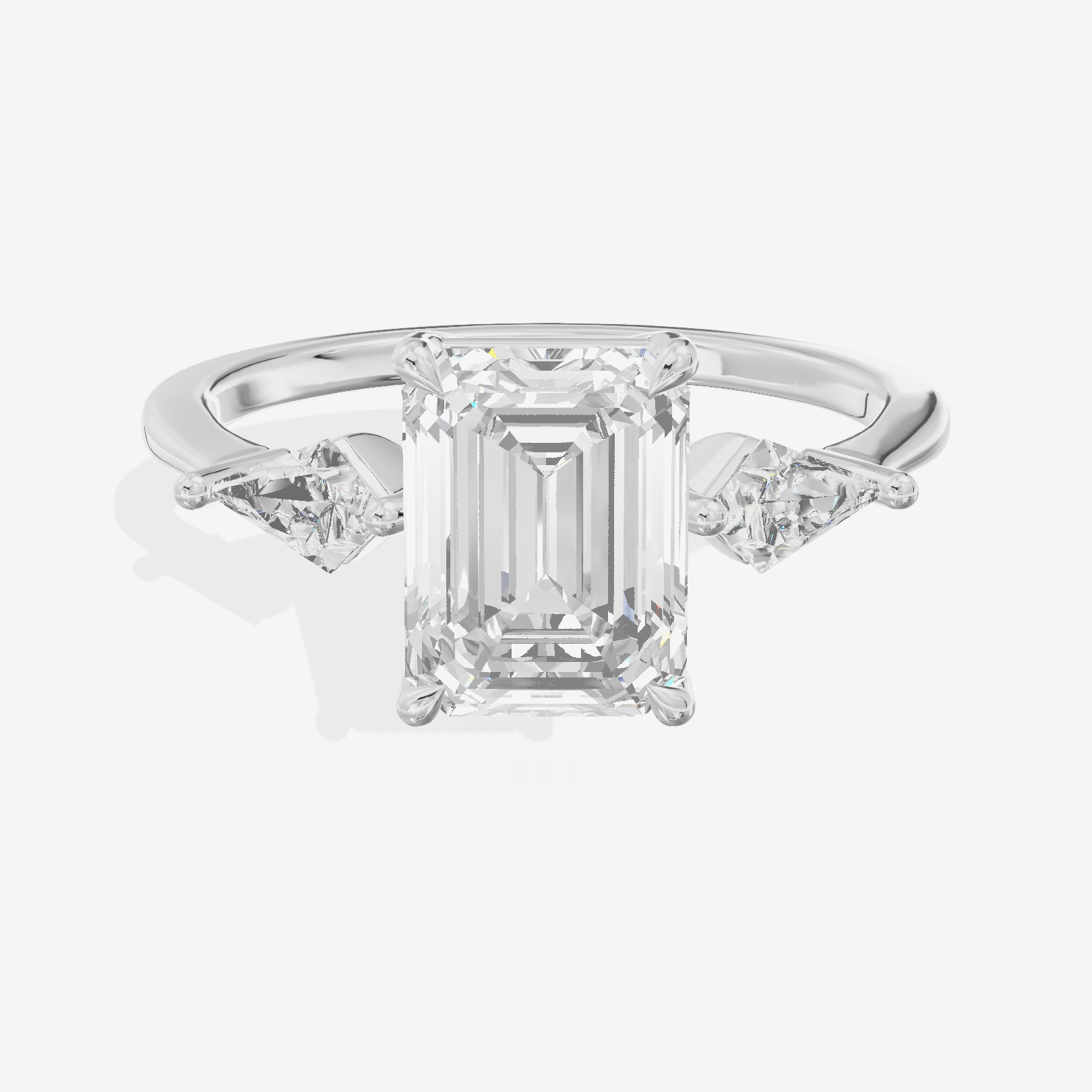 Luxe Maia Three Stone Emerald Engagement Ring (1/3 ct. tw.) in Platinum