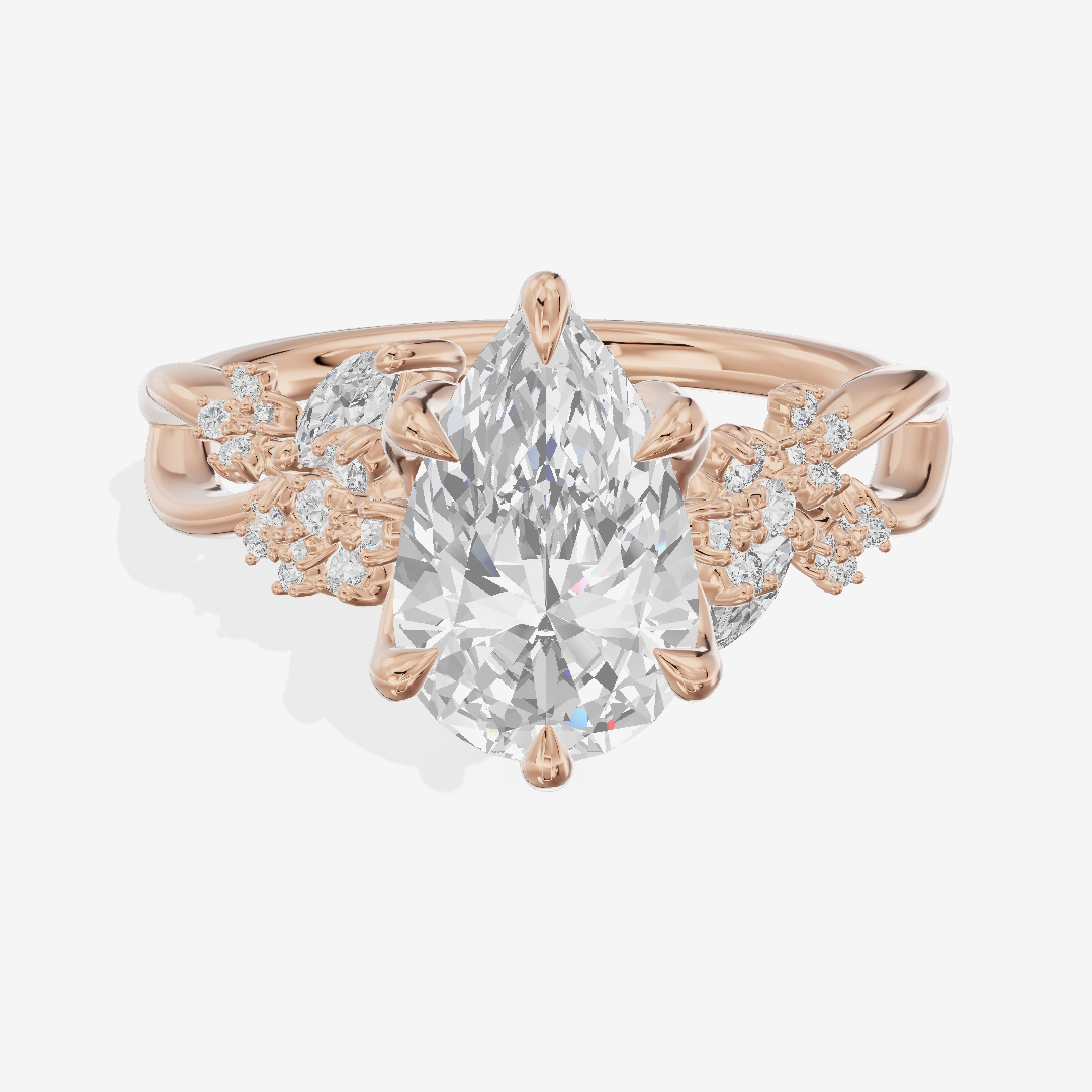 Classic Lightwoven Pear Engagement Ring with Side Stones (1/4 ct. tw.) in 18K Rose Gold
