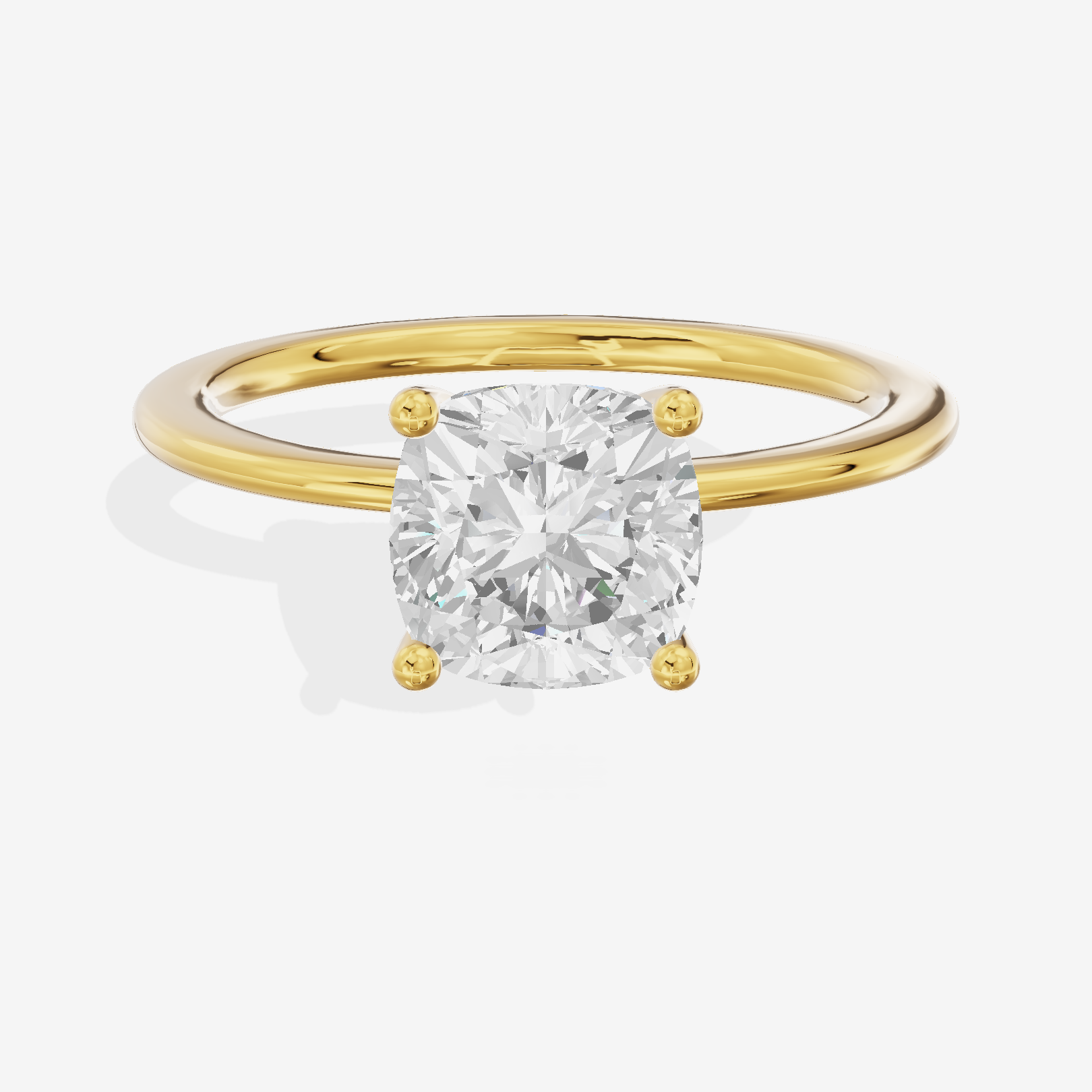 Whispered Promezza 1.4mm Cushion Solitaire Engagement Ring in 14K Yellow Gold