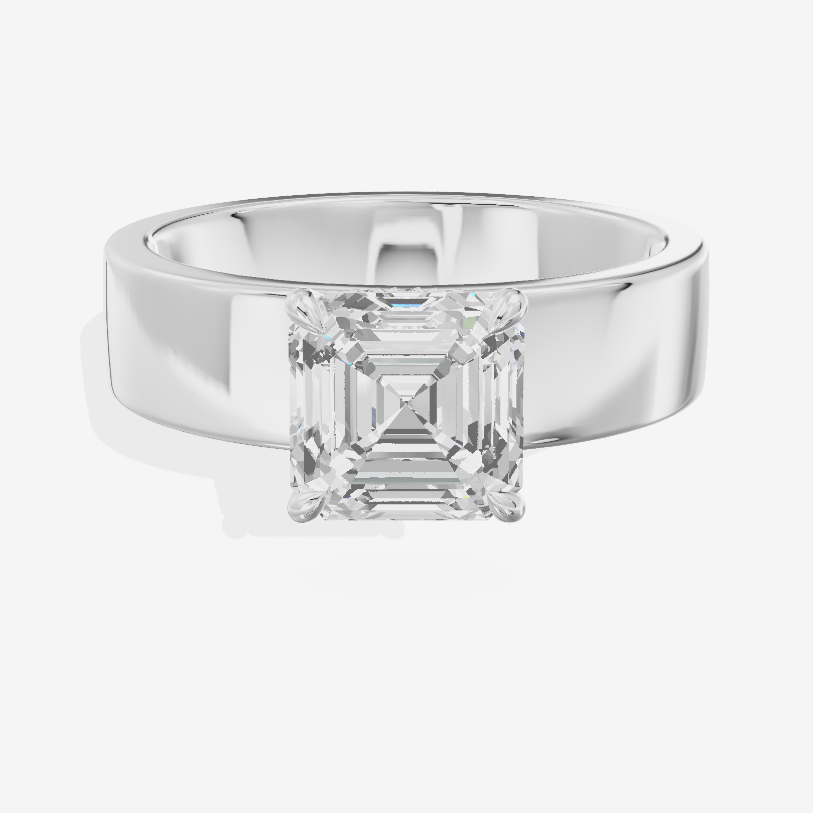Lustrous Promezza Asscher Engagement Ring with Side Stones (1/20 ct. tw.) in Platinum