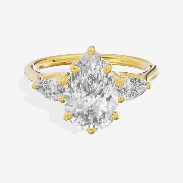 Grand Vowsae Three Stone Pear Engagement Ring (2/5 ct. tw.) in 18K Yellow Gold
