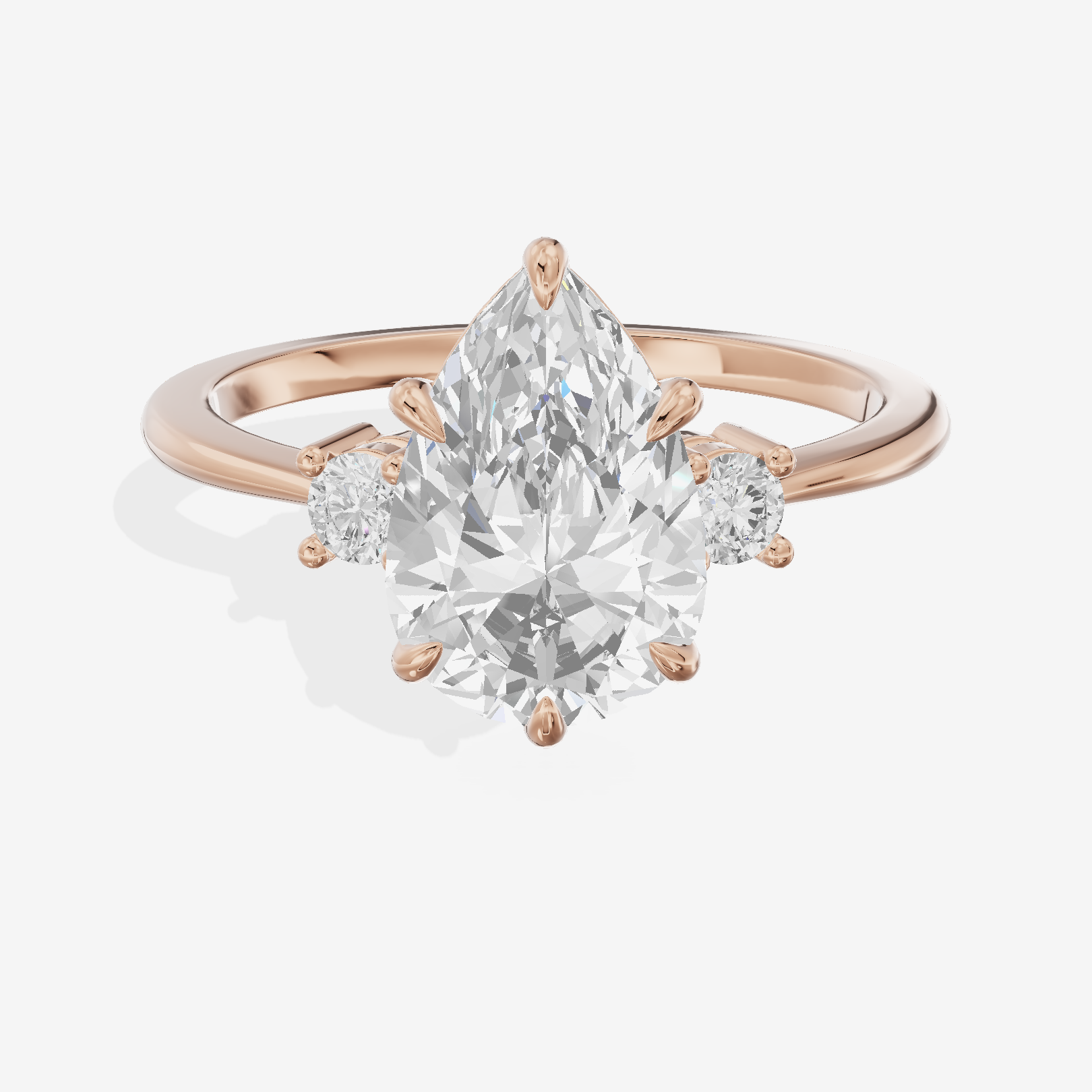 Eternal Aimora Pear Three Stone Engagement Ring (1/10 ct. tw.) in 14K Rose Gold