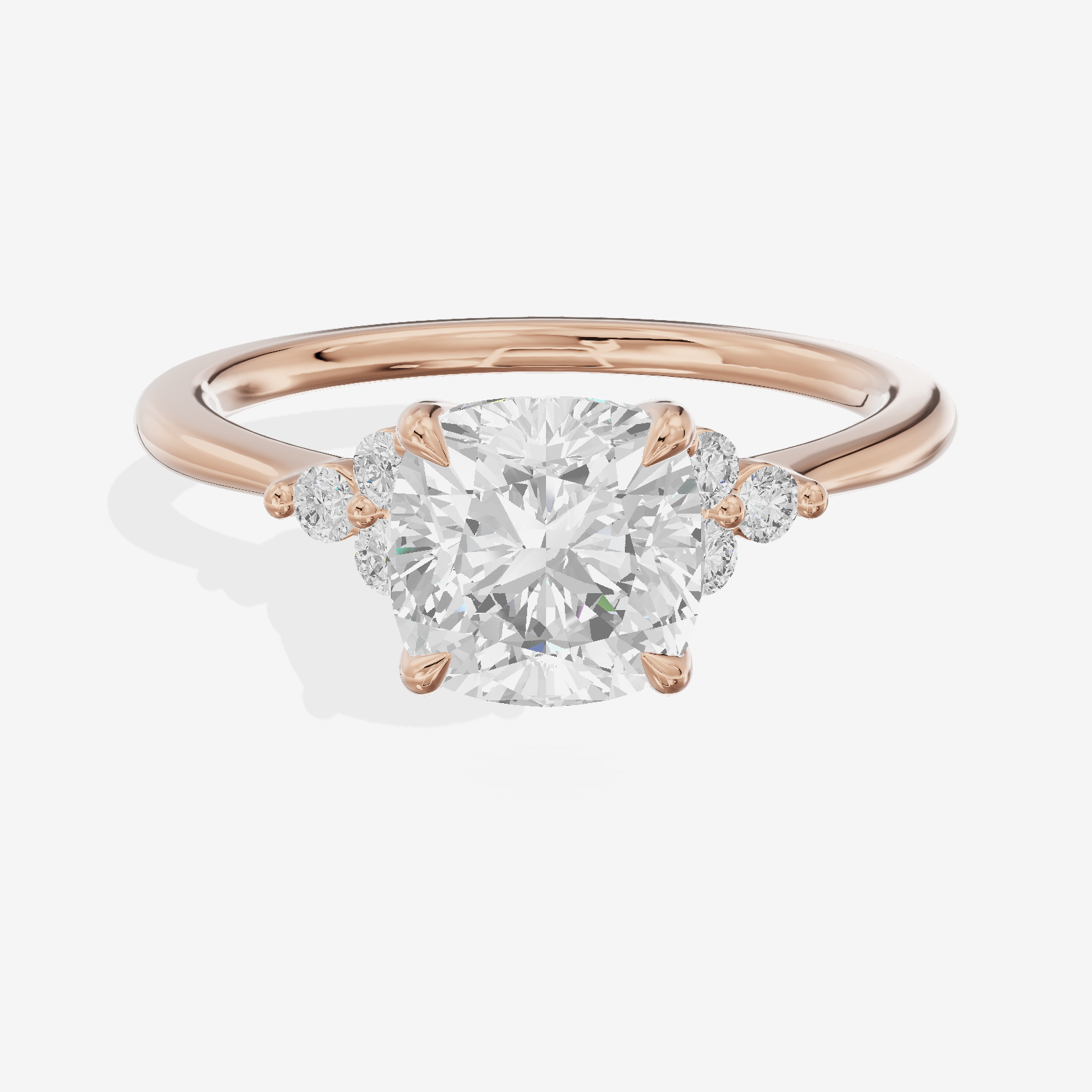 Petite Whisper Cushion Engagement Ring with Side Stones (1/10 ct. tw.) in 14K Rose Gold