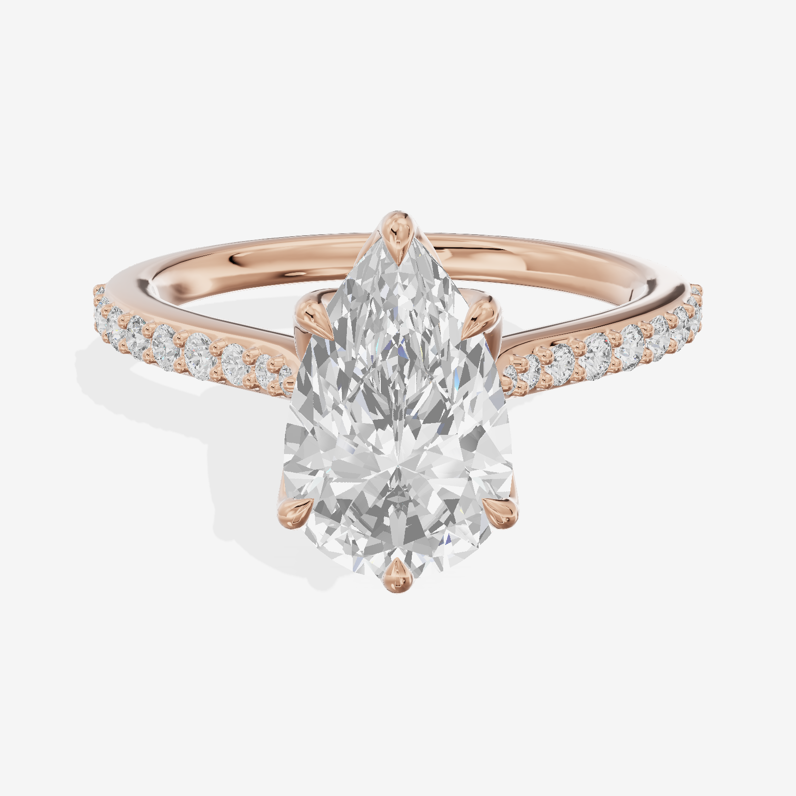 Petite Aurea Pear Engagement Ring with Side Stones (1/6 ct. tw.) in 18K Rose Gold