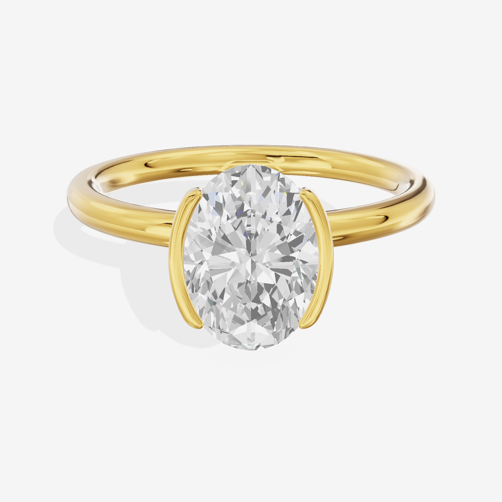 Vowsae Solitaire 1.8mm Oval Six-Prong Engagement Ring in 18K Yellow Gold