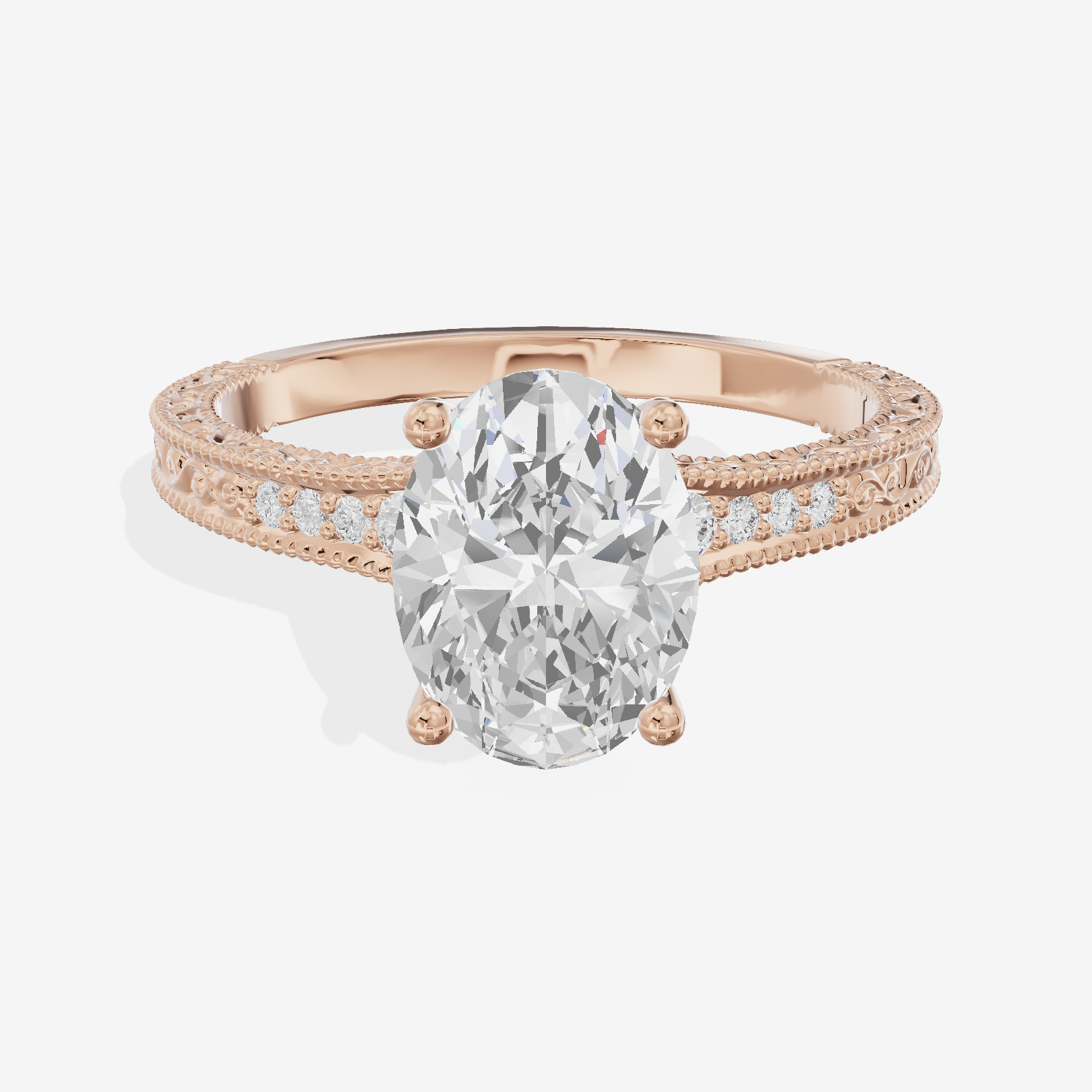 Vintage Sincere Oval Engagement Ring (1/10 ct. tw.) in 18K Rose Gold