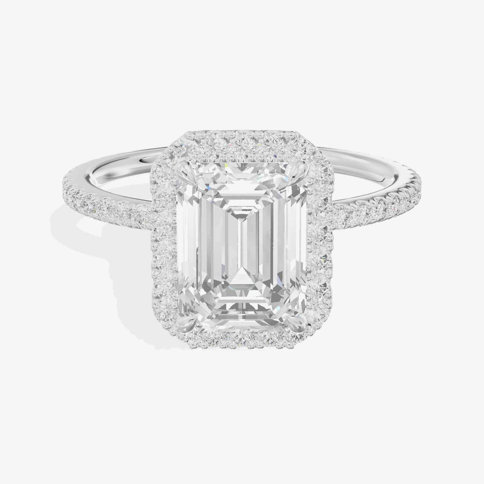 Selenia Emerald Hidden Halo Engagement Ring (1/6 ct. tw.) in 18K White Gold