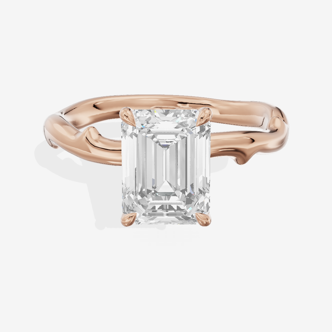 Grand Cherubine Emerald Engagement Ring with Side Stones (1/4 ct. tw.) in 14K Rose Gold