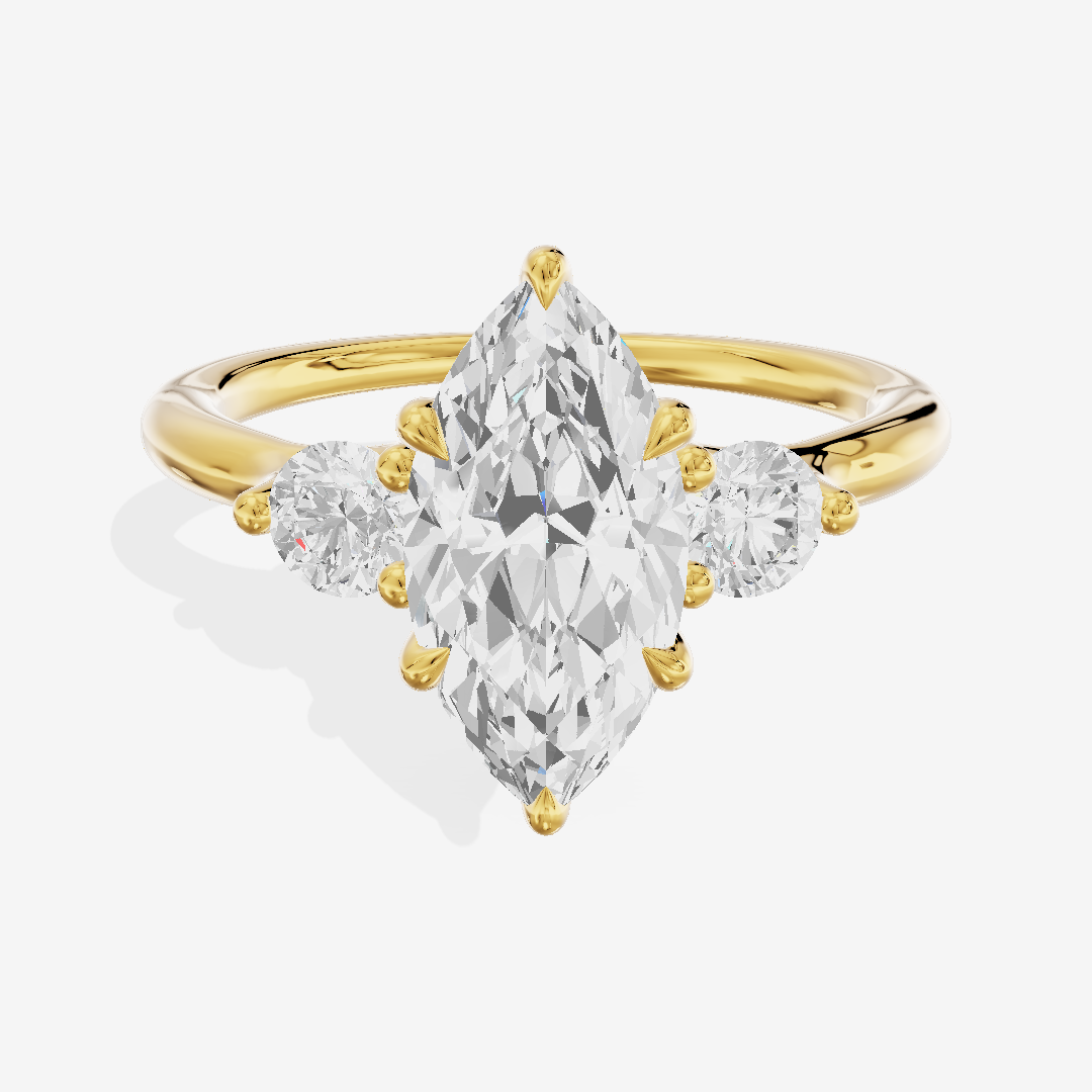 Eternal Vowsae Three Stone Marquise Engagement Ring (1/3 ct. tw.) in 18K Yellow Gold