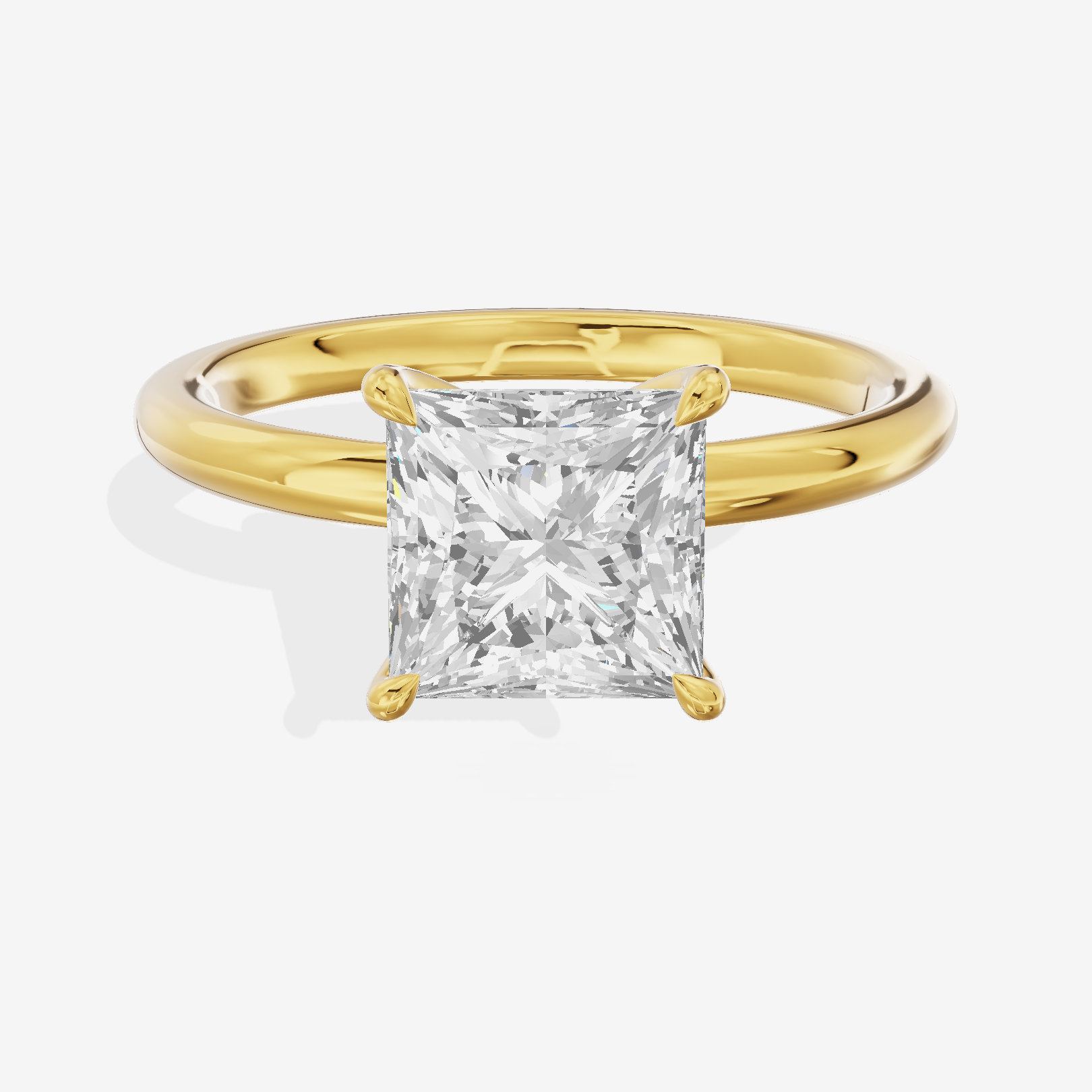 Adorae Solitaire 2mm Princess Engagement Ring in 18K Yellow Gold