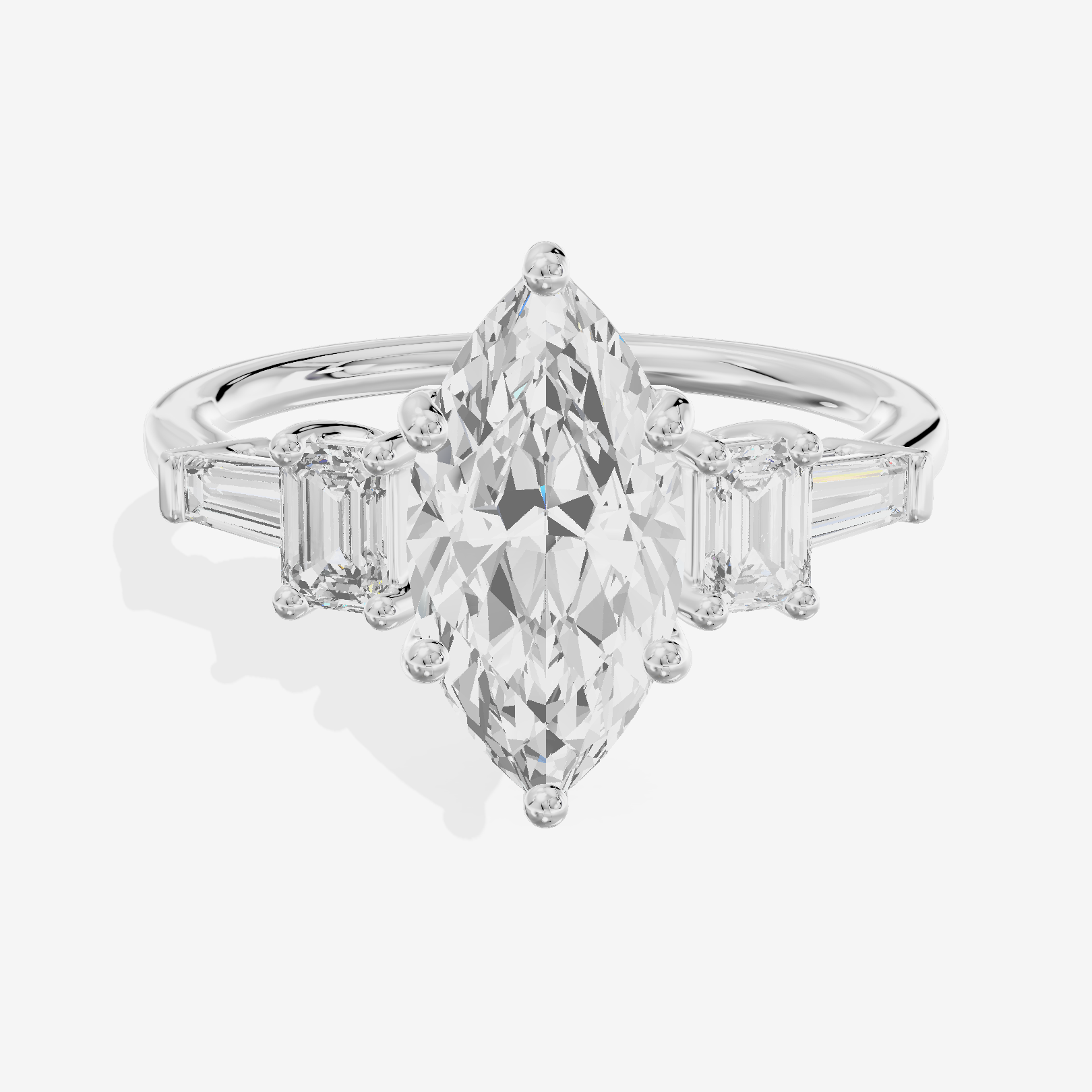 Vowsae Five Stone Marquise Engagement Ring (3/4 ct. tw.) in 14K White Gold