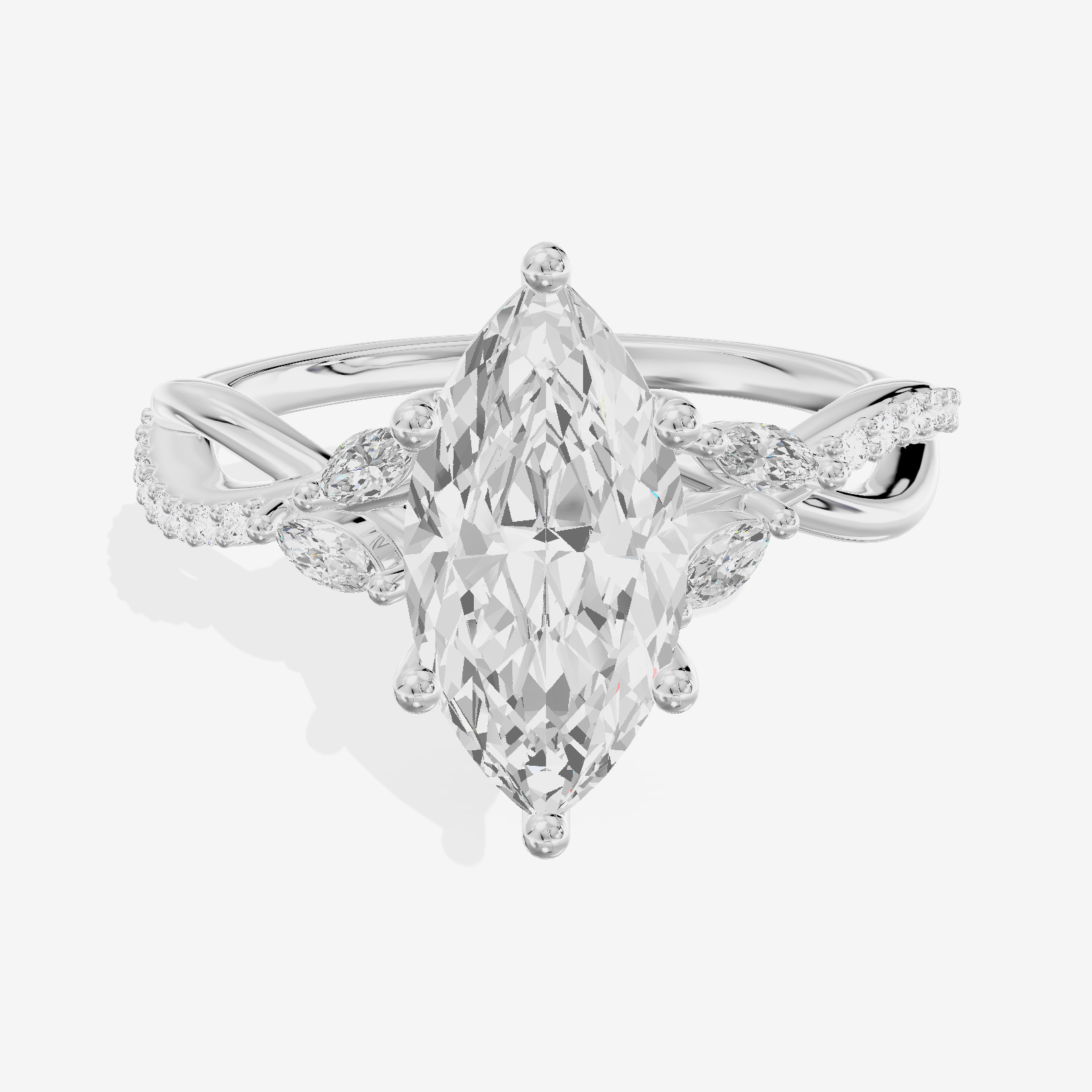 Petite Twine Marquise Twisted Engagement Ring (1/5 ct. tw.) in Platinum