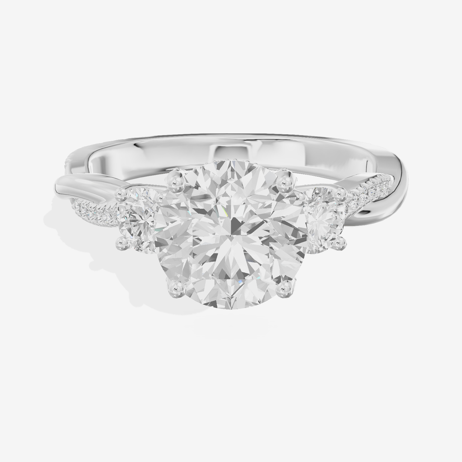 Petite Twine Three Stone Round Engagement Ring (1/2 ct. tw.) in 14K White Gold
