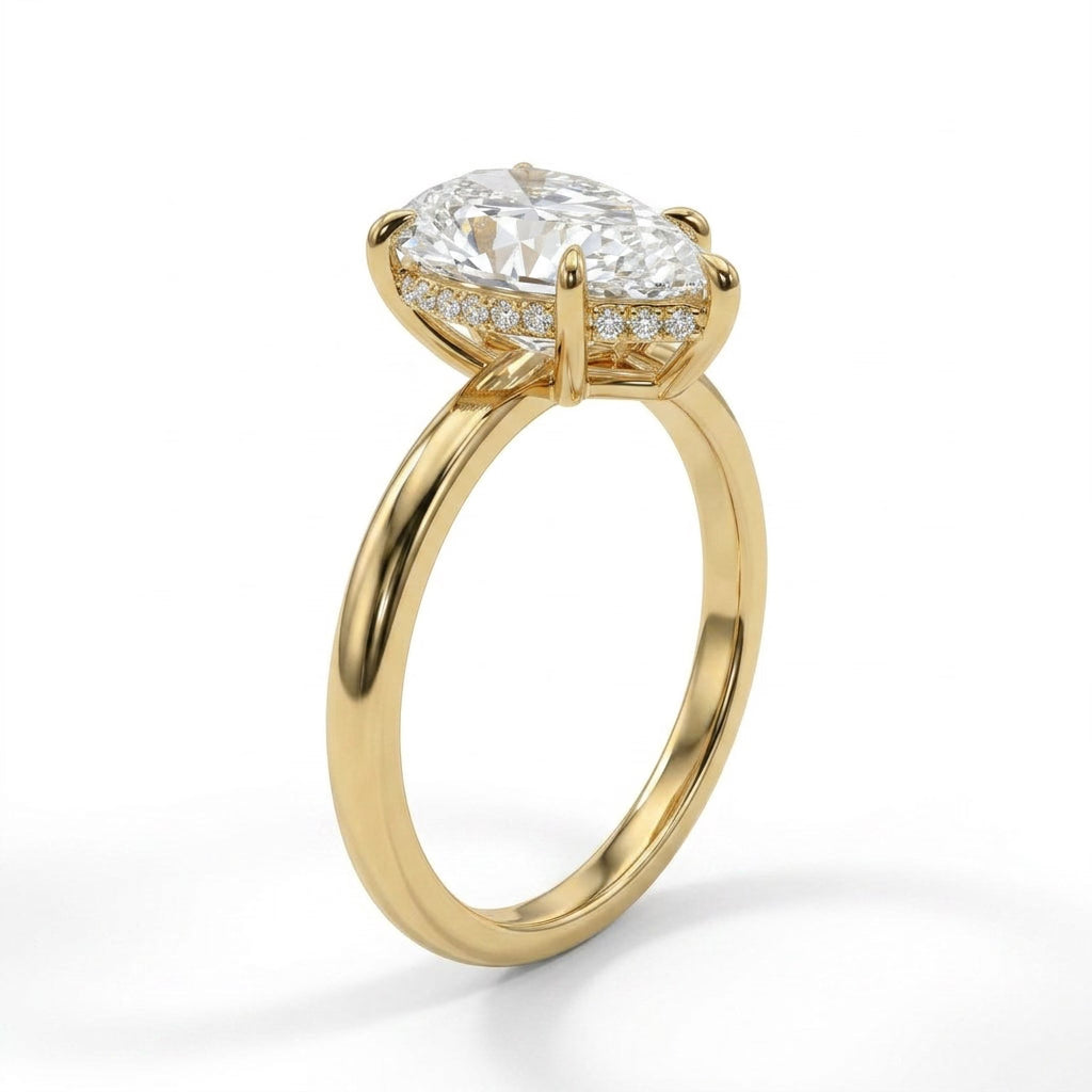 Hidden Halo Pear Engagement Ring (3.22 ct. tw.) in 18K Yellow Gold