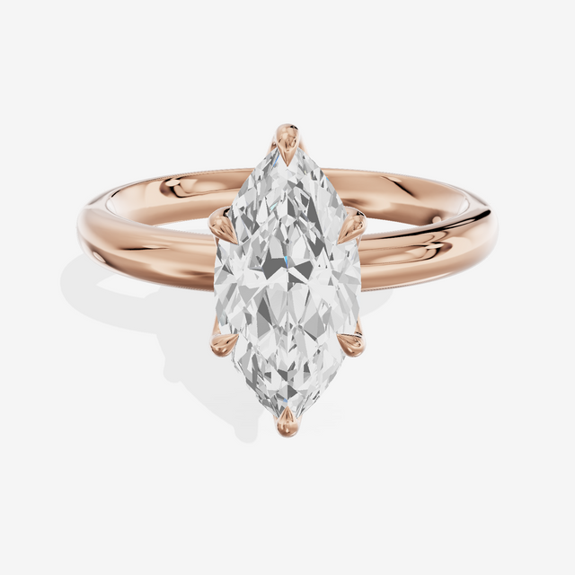 Vowsae 2.5mm Marquise Six-Prong Engagement Ring in 18K Rose Gold
