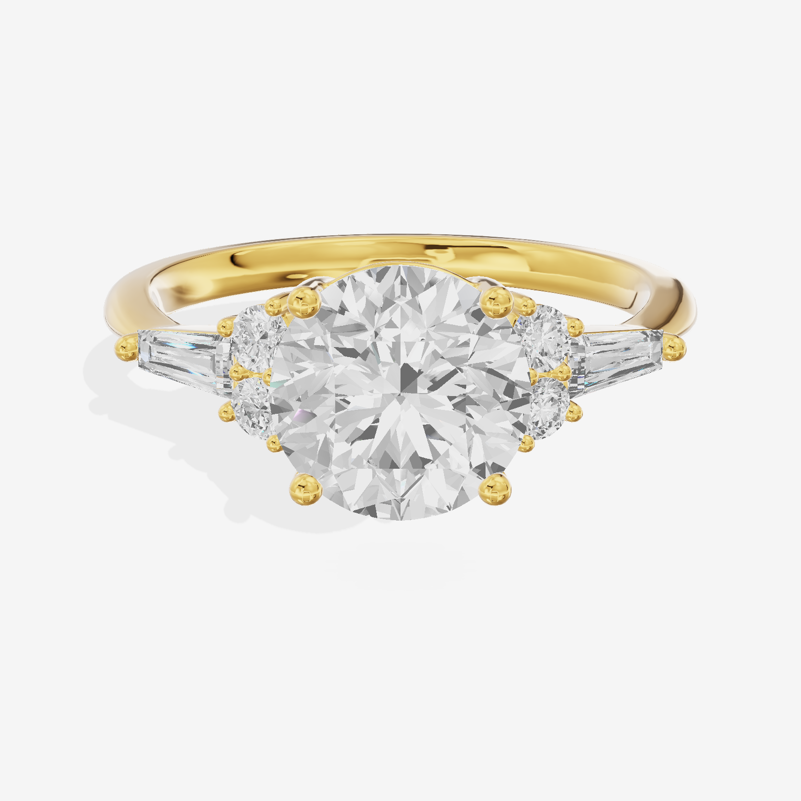 Modern Cherubine Round Engagement Ring with Side Stones (1/4 ct. tw.) in 18K Yellow Gold