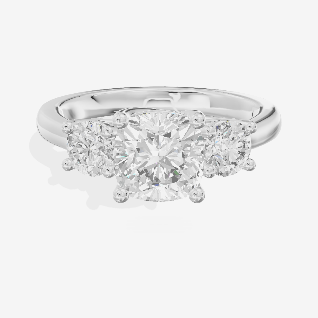 Petite Selenia Three Stone Cushion Engagement Ring (1/3 ct. tw.) in 18K White Gold