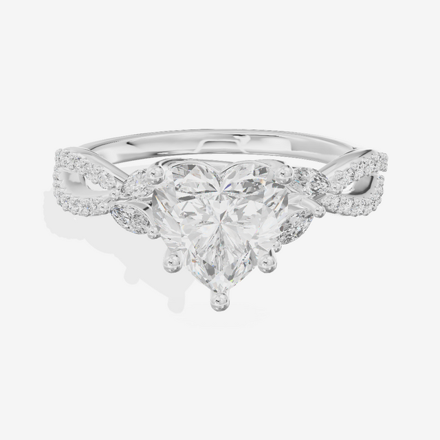 Luxe Domeline 1.5mm Heart Solitaire Engagement Ring (1/8 ct. tw.) in 14K White Gold