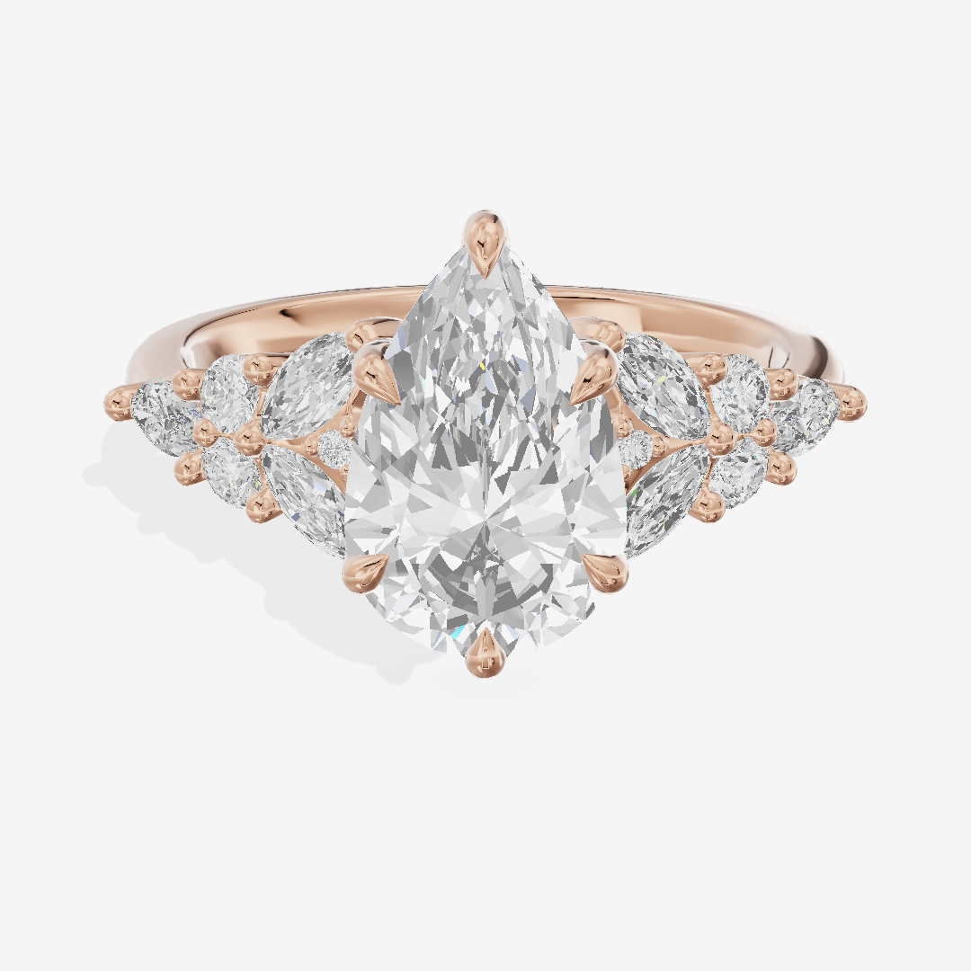 Modern Heartline Pear Engagement Ring with Side Stones (1/2 ct. tw.) in 18K Rose Gold