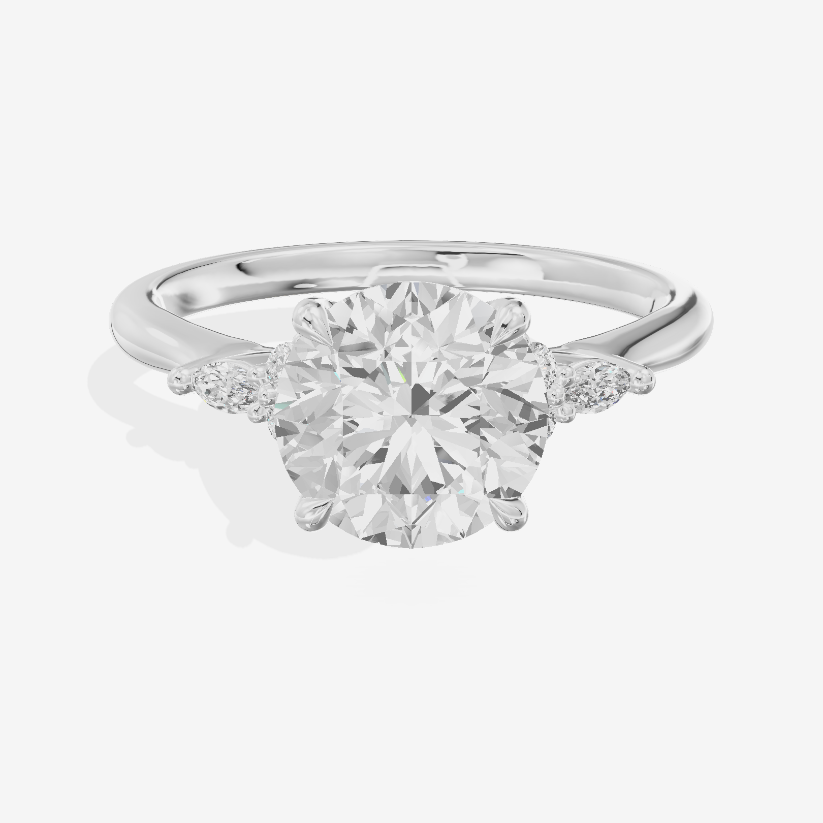Grand Whisper Round Engagement Ring with Side Stones (1/6 ct. tw.) in Platinum