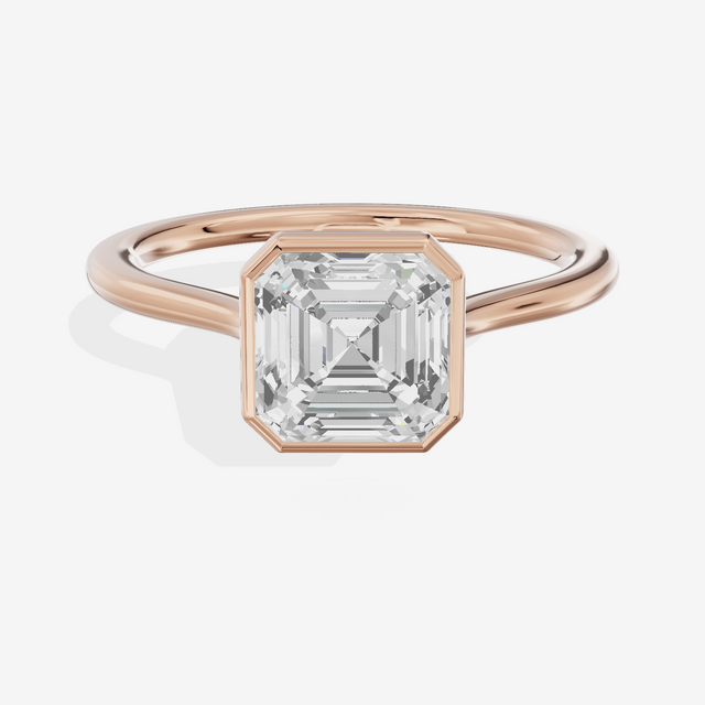 Petite Vowsae 1.5mm Asscher Bezel Engagement Ring in 18K Rose Gold