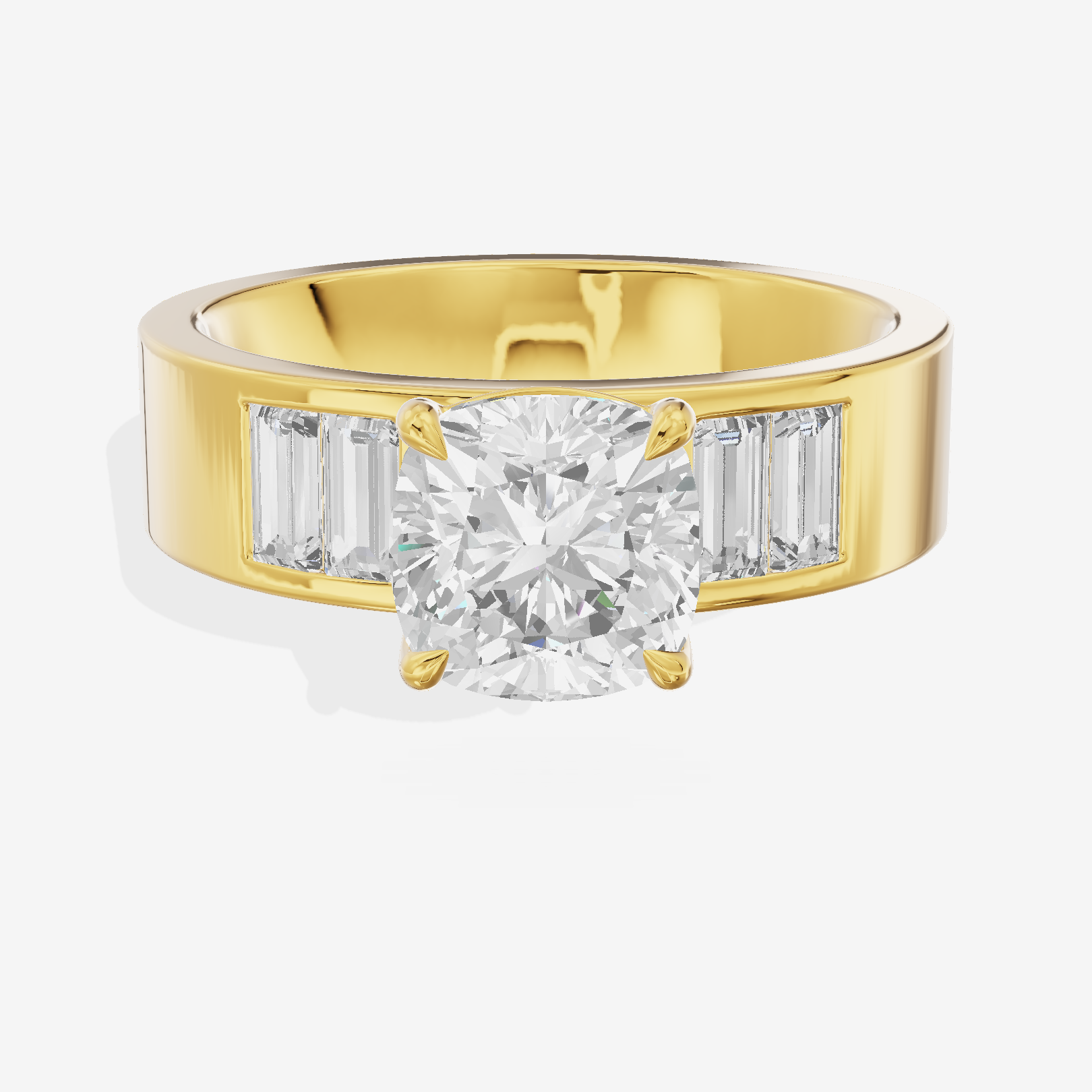 Grand Sincere Cushion Engagement Ring with Side Stones (3/5 ct. tw.) in 14K Yellow Gold