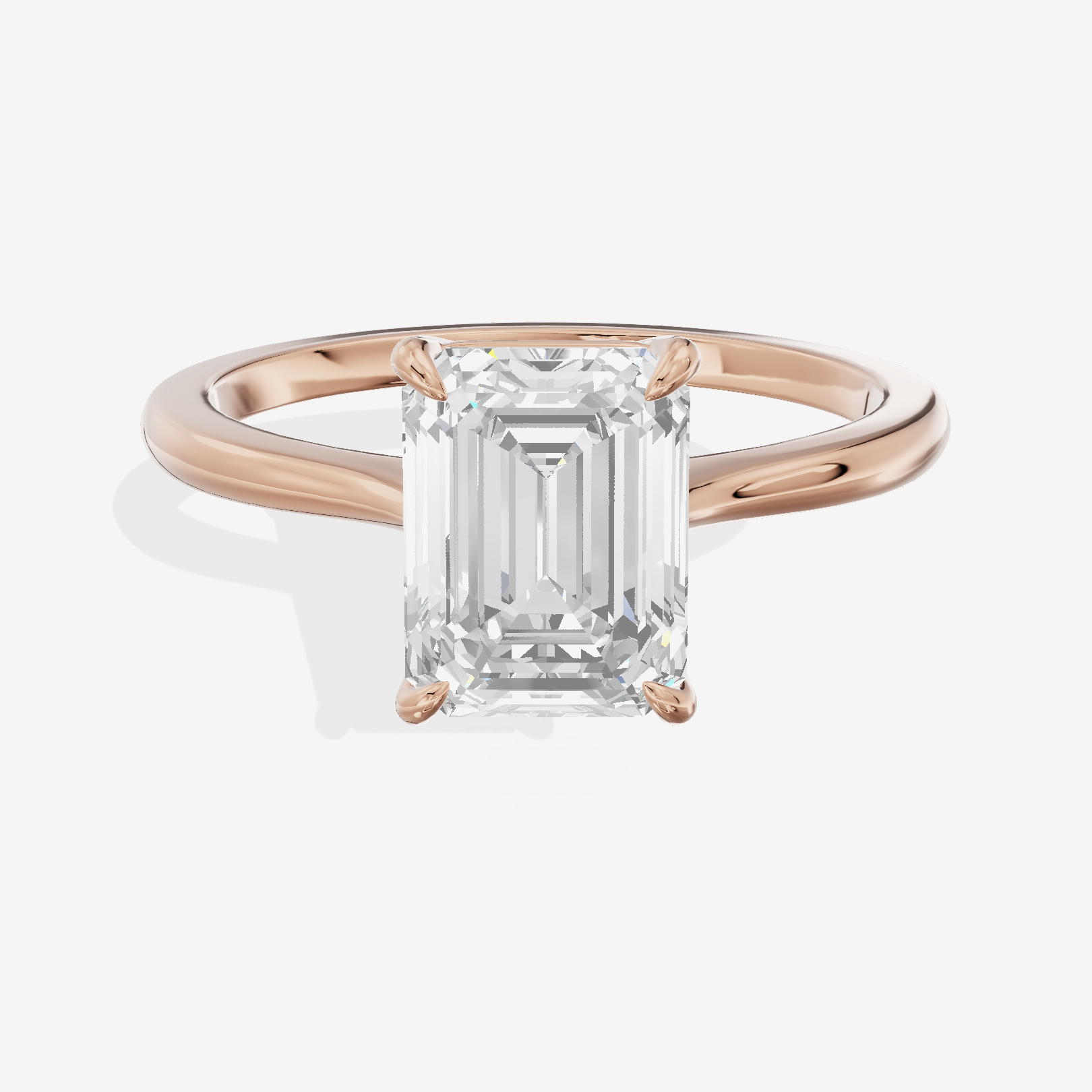 Bowed Adorae 1.5mm Emerald Solitaire Engagement Ring in 14K Rose Gold