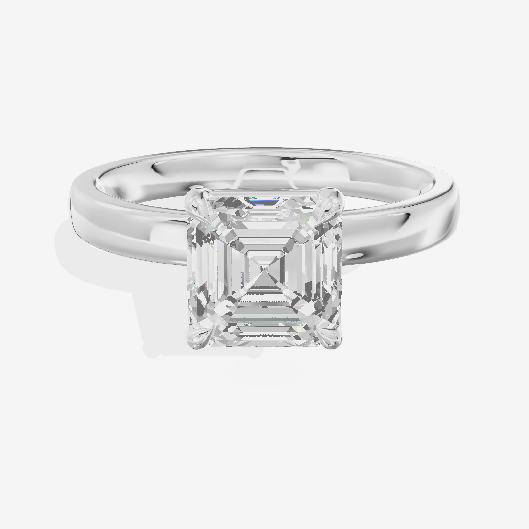 Tender Eversince 2.5mm Asscher Solitaire Engagement Ring in 18K White Gold