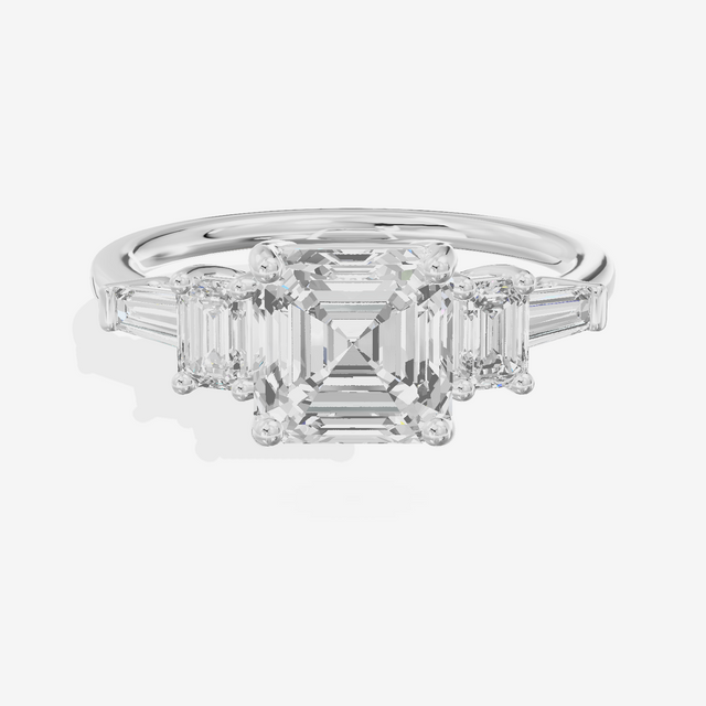 Vowsae Five Stone Asscher Engagement Ring (3/4 ct. tw.) in Platinum