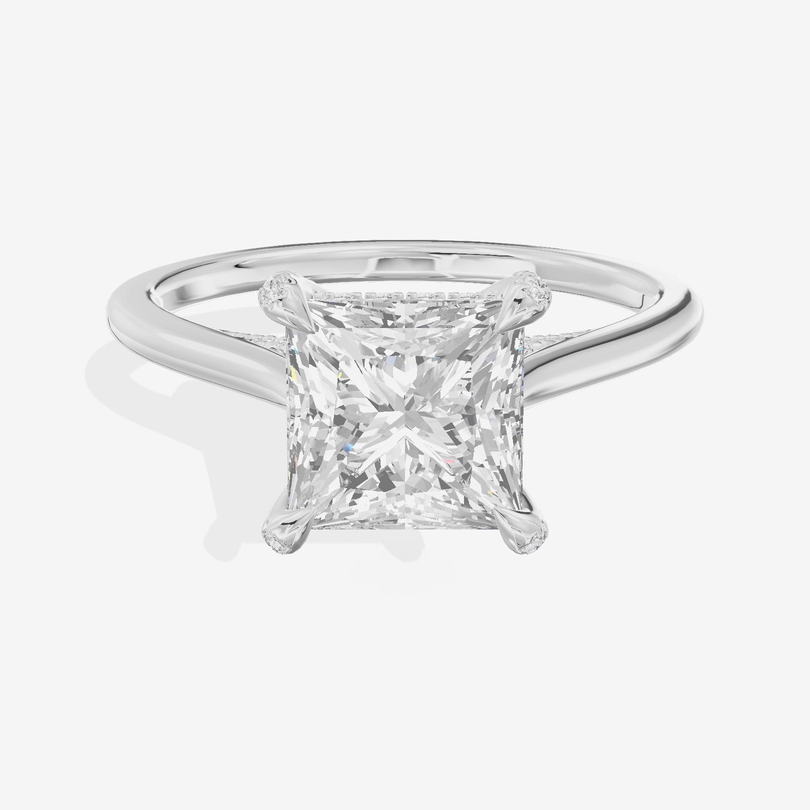 Grand Vowsae Princess Engagement Ring with Side Stones (1/5 ct. tw.) in 14K White Gold