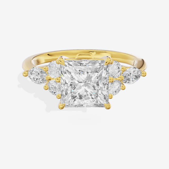 Luxe Vowsae Princess Engagement Ring with Side Stones (2/5 ct. tw.) in 14K Yellow Gold