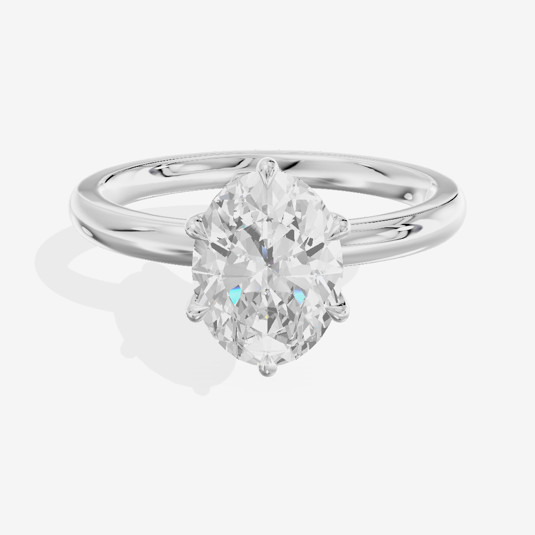 Bowed Tender 2mm Oval Six-Prong Engagement Ring in Platinum