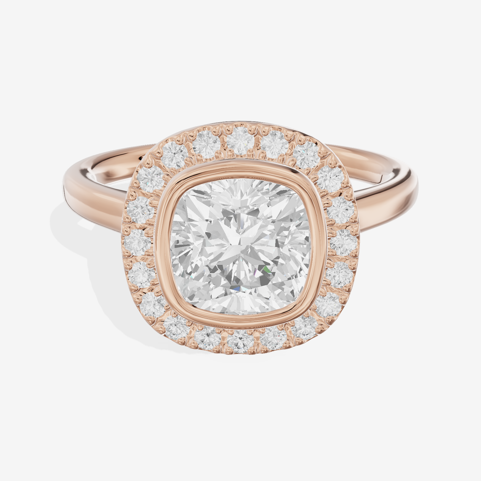 Trellise Halo Cushion Engagement Ring (1/4 ct. tw.) in 18K Rose Gold