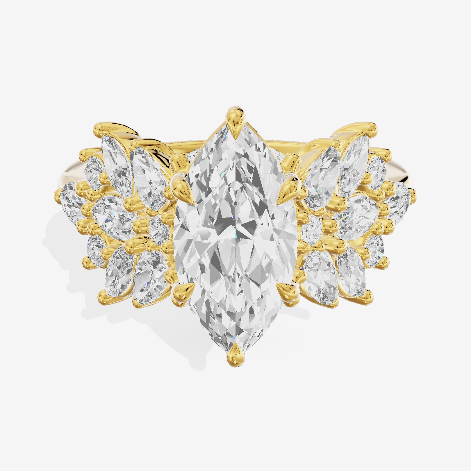 Grand Heartline Marquise Engagement Ring with Side Stones (3/4 ct. tw.) in 14K Yellow Gold