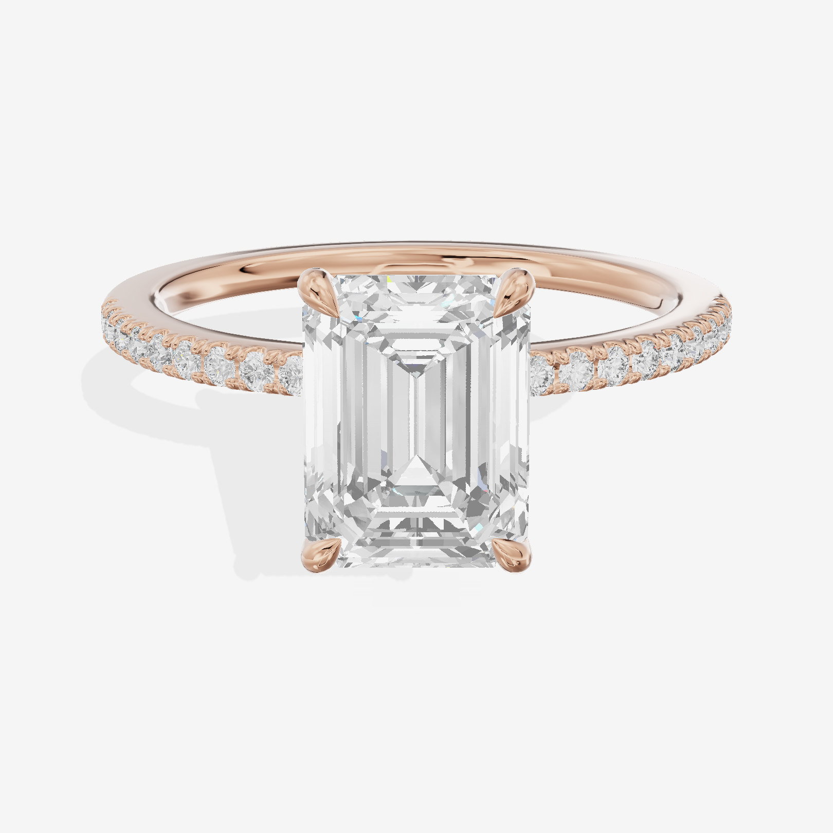 Grand Mirelle Emerald Hidden Halo Engagement Ring (1/5 ct. tw.) in 14K Rose Gold