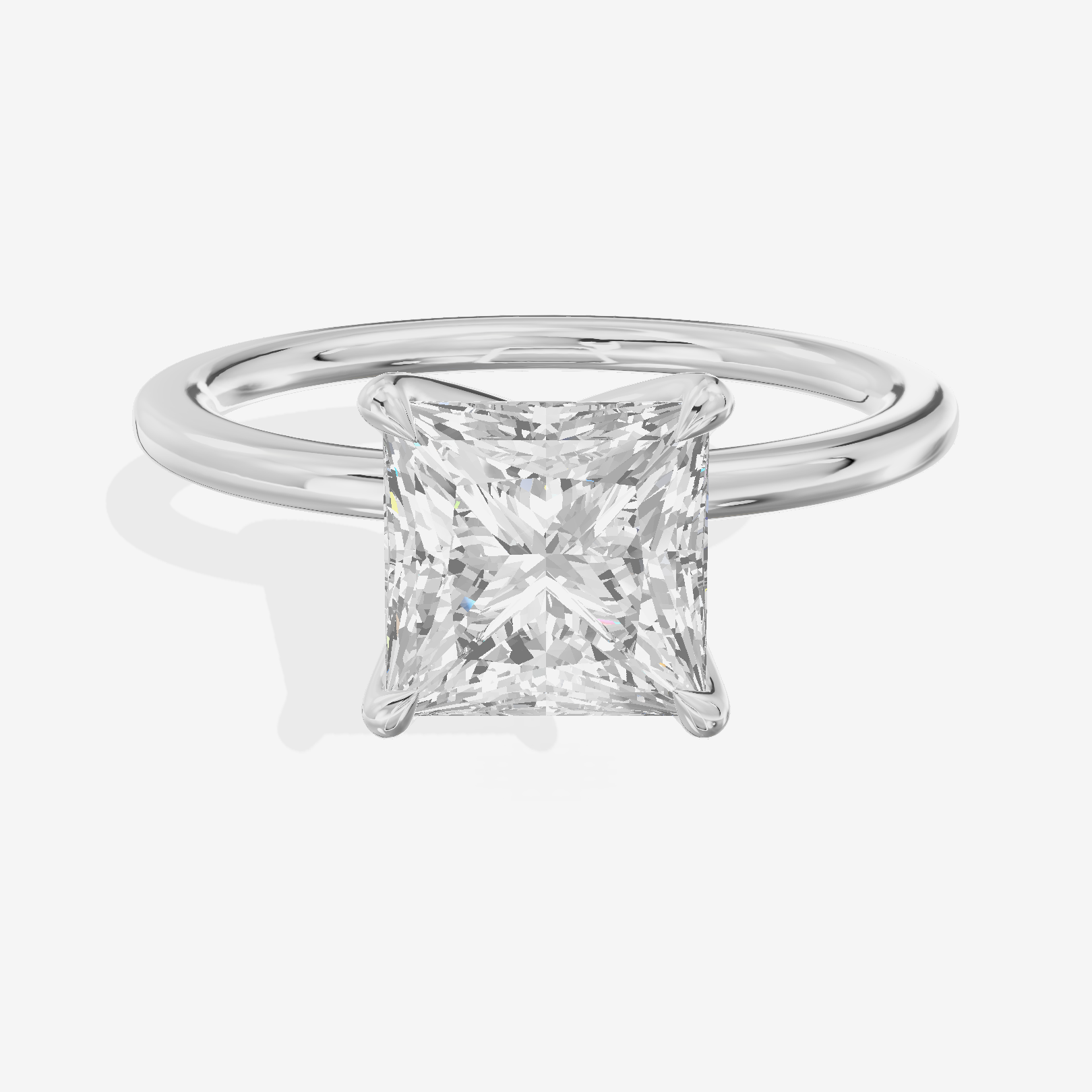 Petite Selenia 1.5mm Princess Solitaire Engagement Ring in 14K White Gold