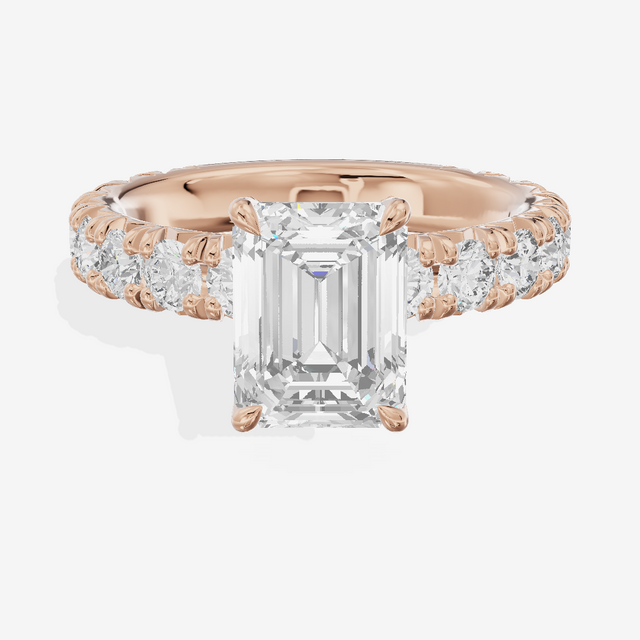 Crowned Sincere Emerald Engagement Ring with Side Stones (3/4 ct. tw.) in 14K Rose Gold